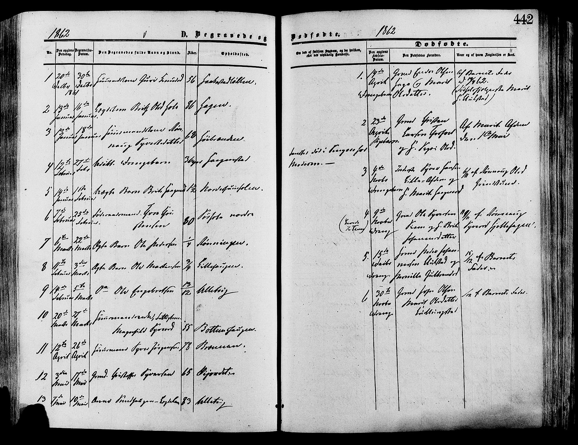 Lesja prestekontor, SAH/PREST-068/H/Ha/Haa/L0008: Parish register (official) no. 8, 1854-1880, p. 442