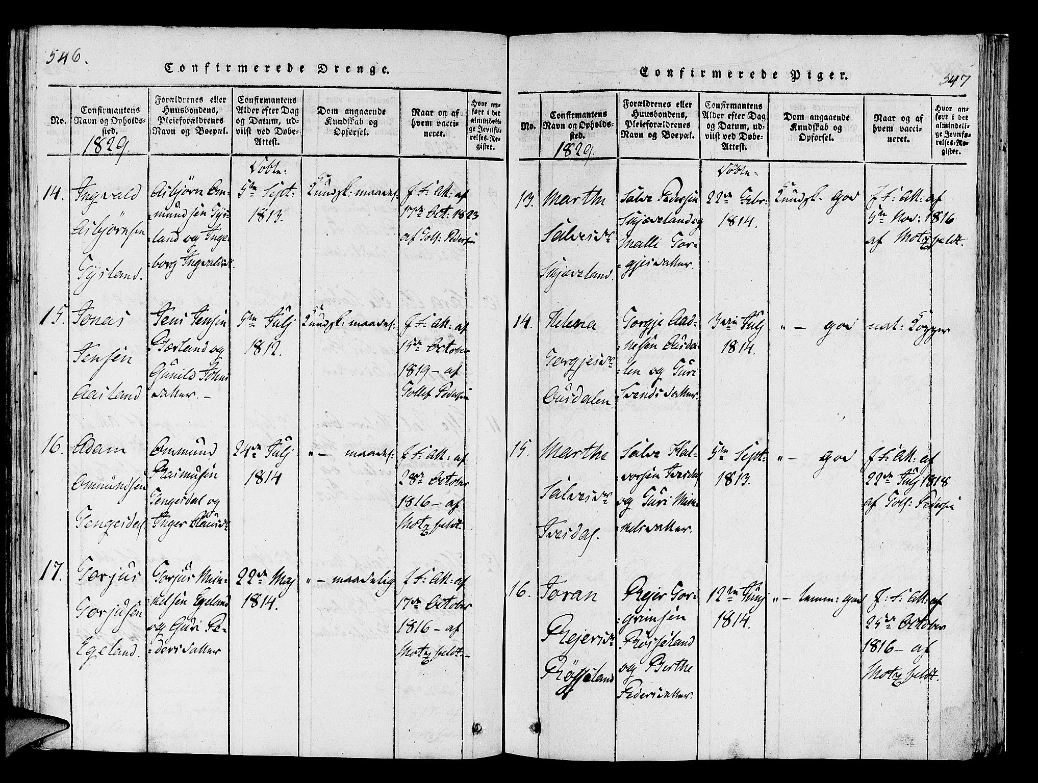 Helleland sokneprestkontor, AV/SAST-A-101810: Parish register (official) no. A 5, 1815-1834, p. 546-547