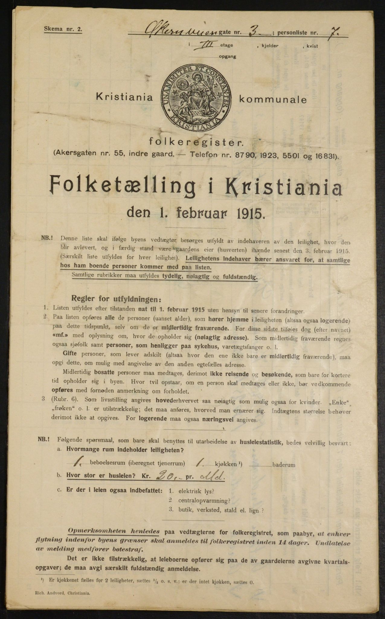 OBA, Municipal Census 1915 for Kristiania, 1915, p. 129289