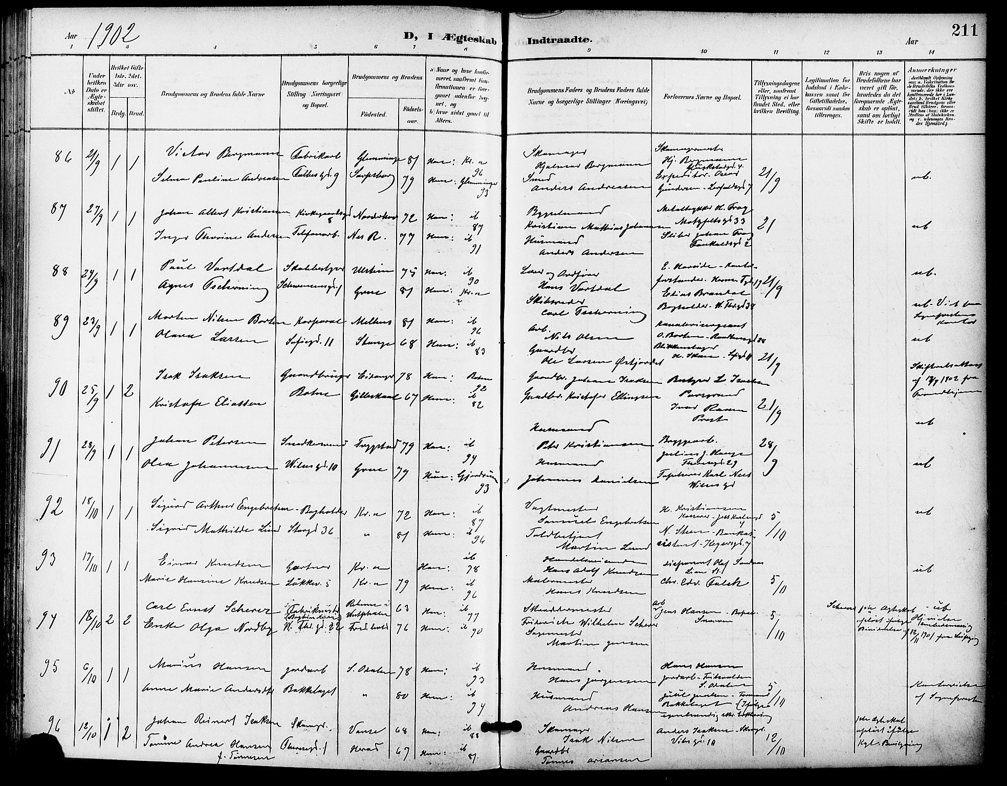Gamle Aker prestekontor Kirkebøker, SAO/A-10617a/F/L0012: Parish register (official) no. 12, 1898-1910, p. 211