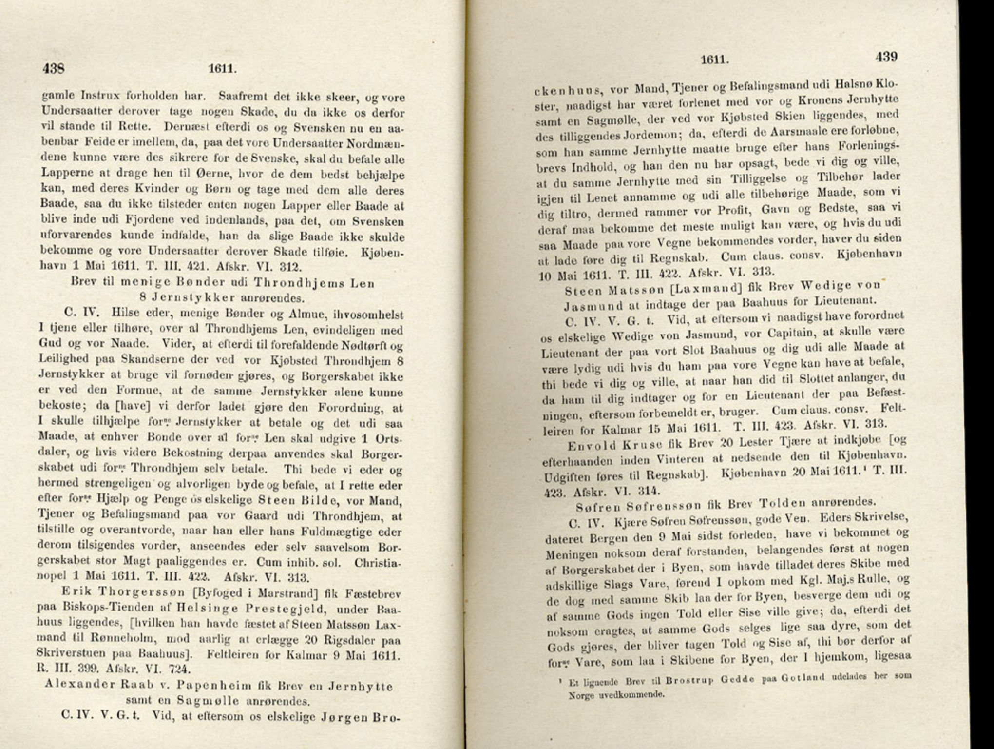 Publikasjoner utgitt av Det Norske Historiske Kildeskriftfond, PUBL/-/-/-: Norske Rigs-Registranter, bind 4, 1603-1618, p. 438-439