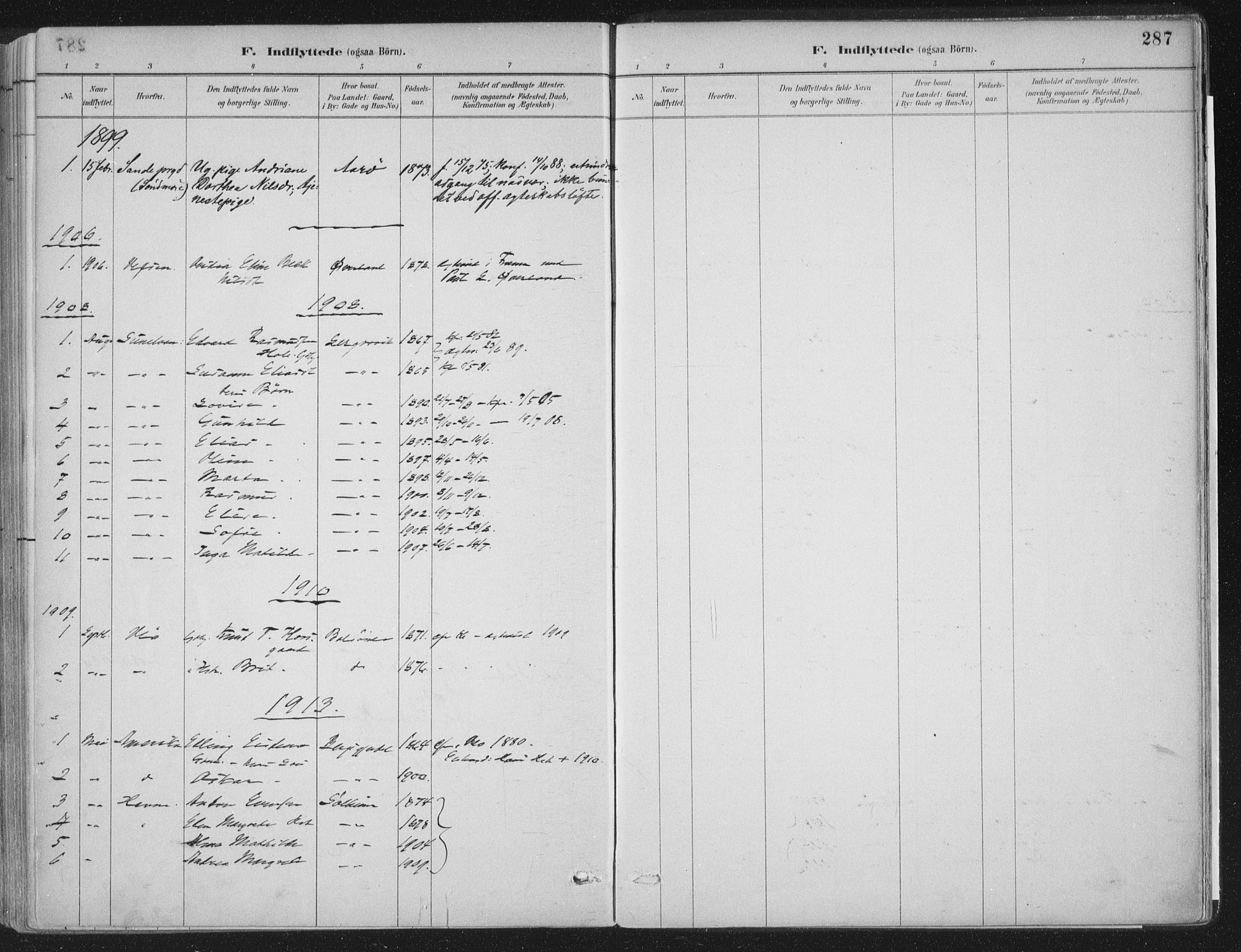 Ministerialprotokoller, klokkerbøker og fødselsregistre - Møre og Romsdal, SAT/A-1454/555/L0658: Parish register (official) no. 555A09, 1887-1917, p. 287