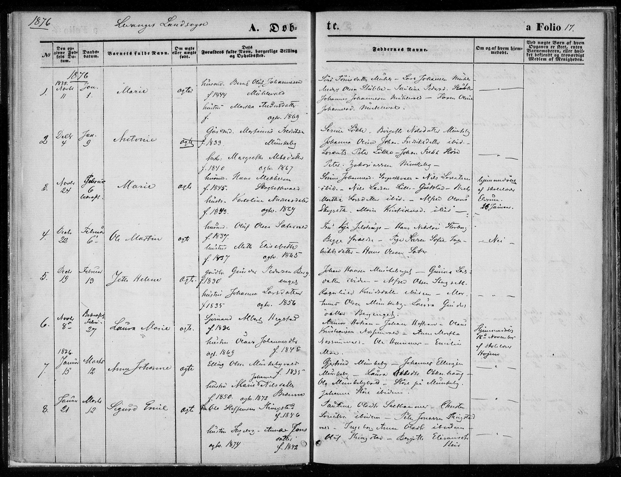 Ministerialprotokoller, klokkerbøker og fødselsregistre - Nord-Trøndelag, SAT/A-1458/720/L0187: Parish register (official) no. 720A04 /2, 1875-1879, p. 17