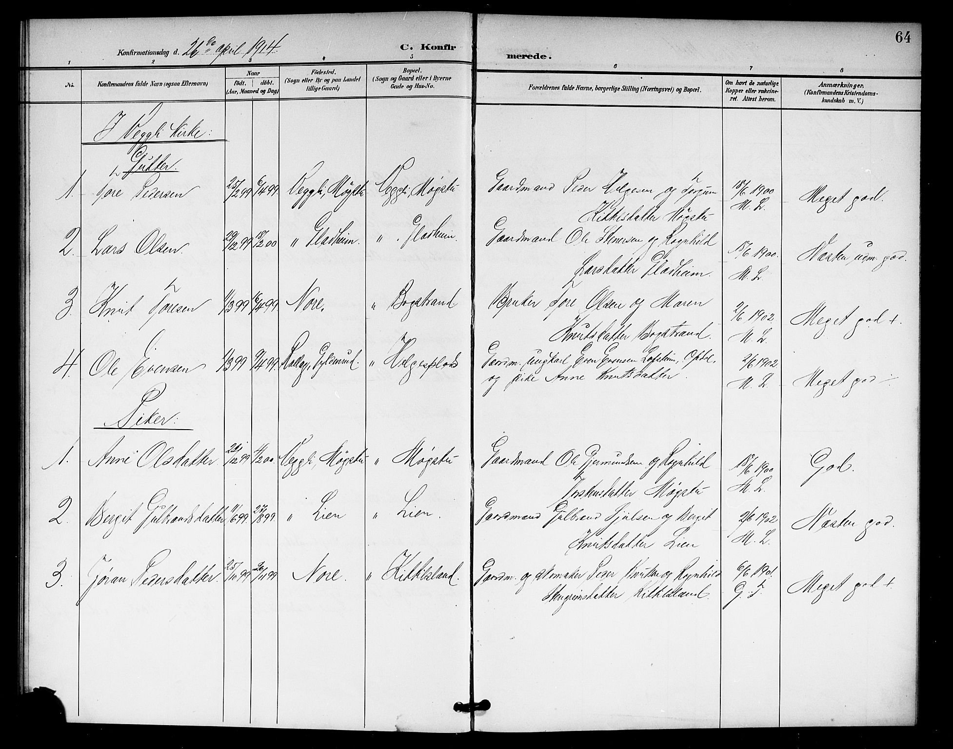 Rollag kirkebøker, SAKO/A-240/G/Gb/L0003: Parish register (copy) no. II 3, 1897-1919, p. 64