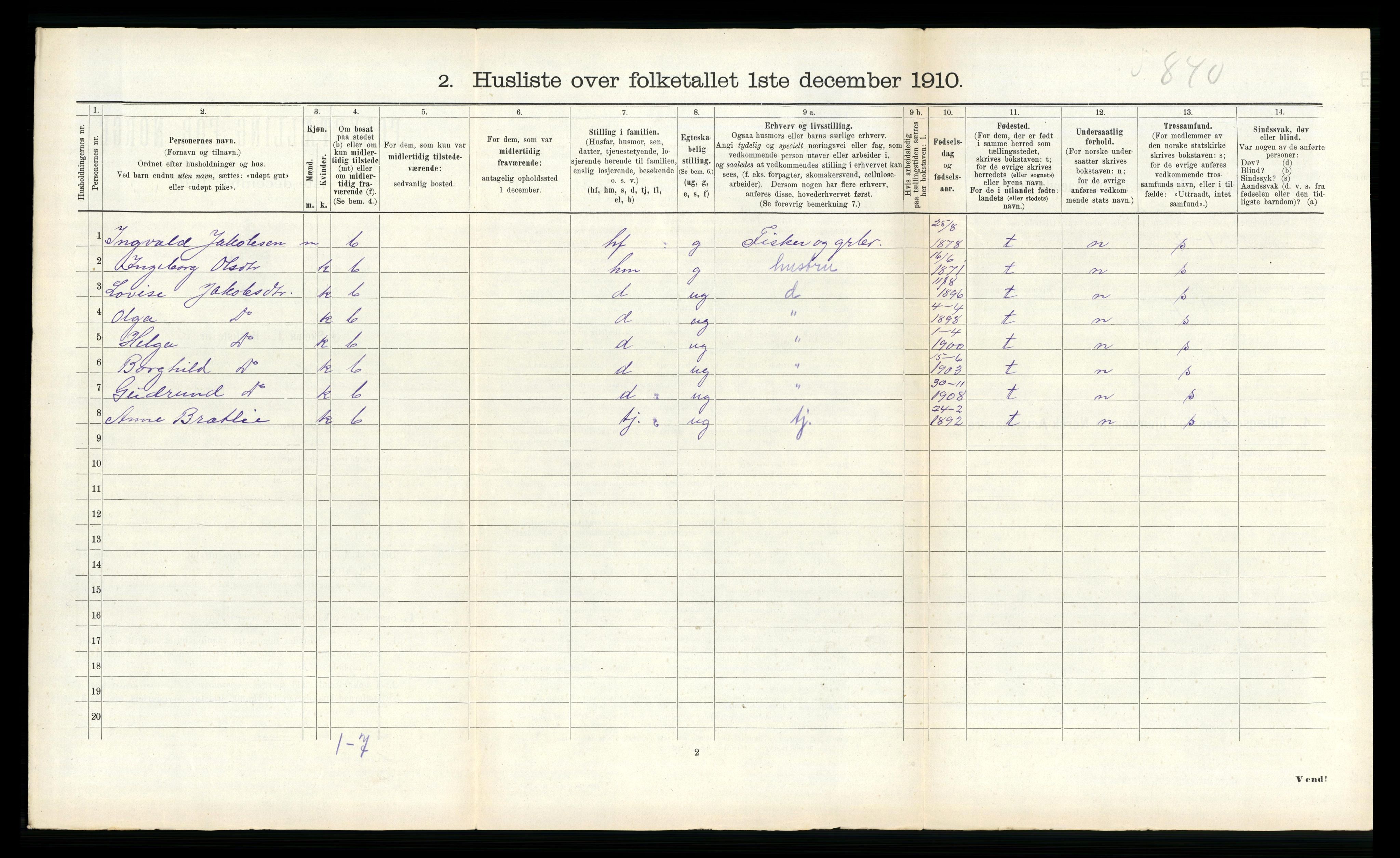 RA, 1910 census for Hitra, 1910, p. 376