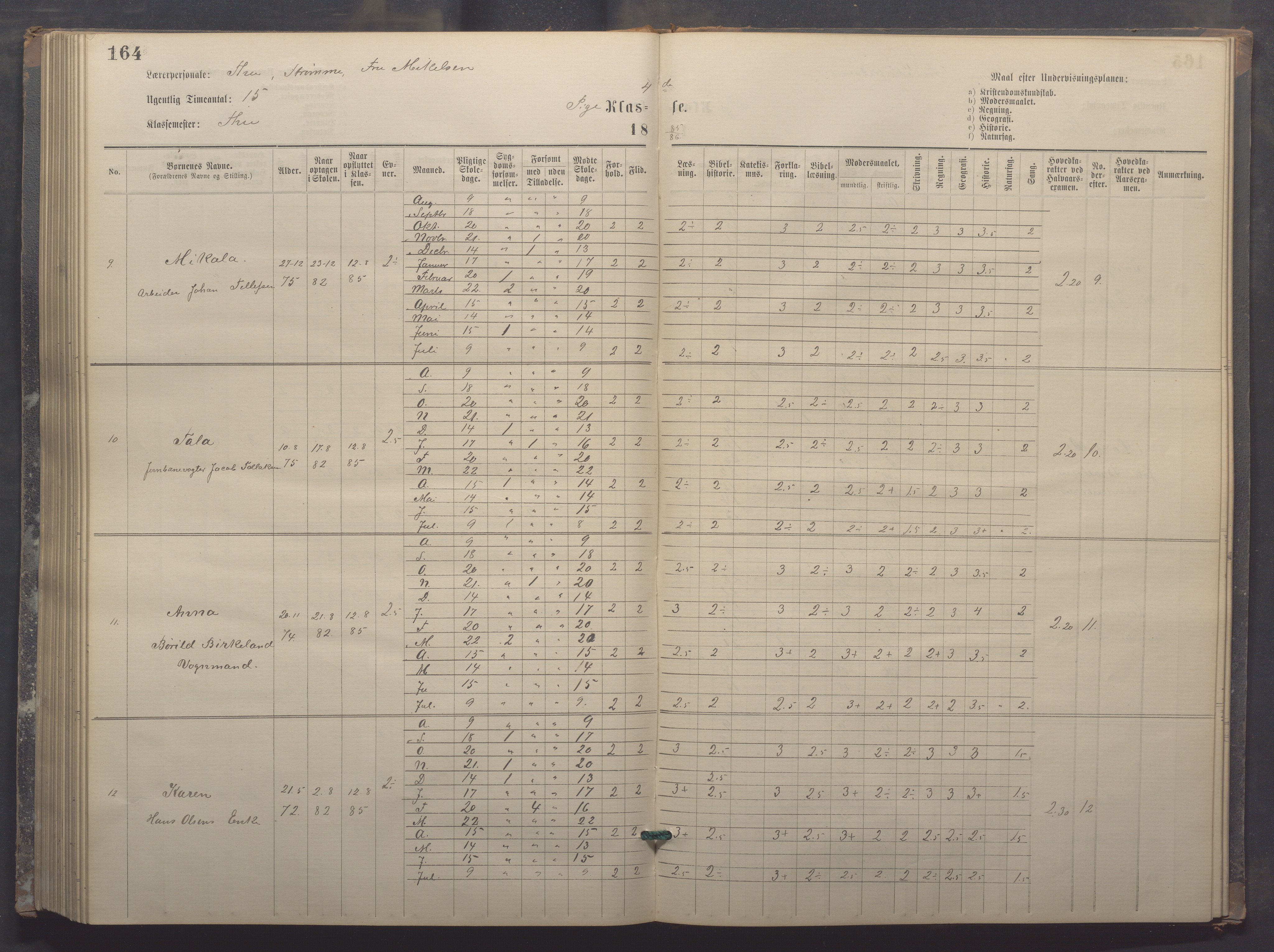 Egersund kommune (Ladested) - Egersund almueskole/folkeskole, IKAR/K-100521/H/L0017: Skoleprotokoll - Almueskolen, 5./6. klasse, 1877-1887, p. 164