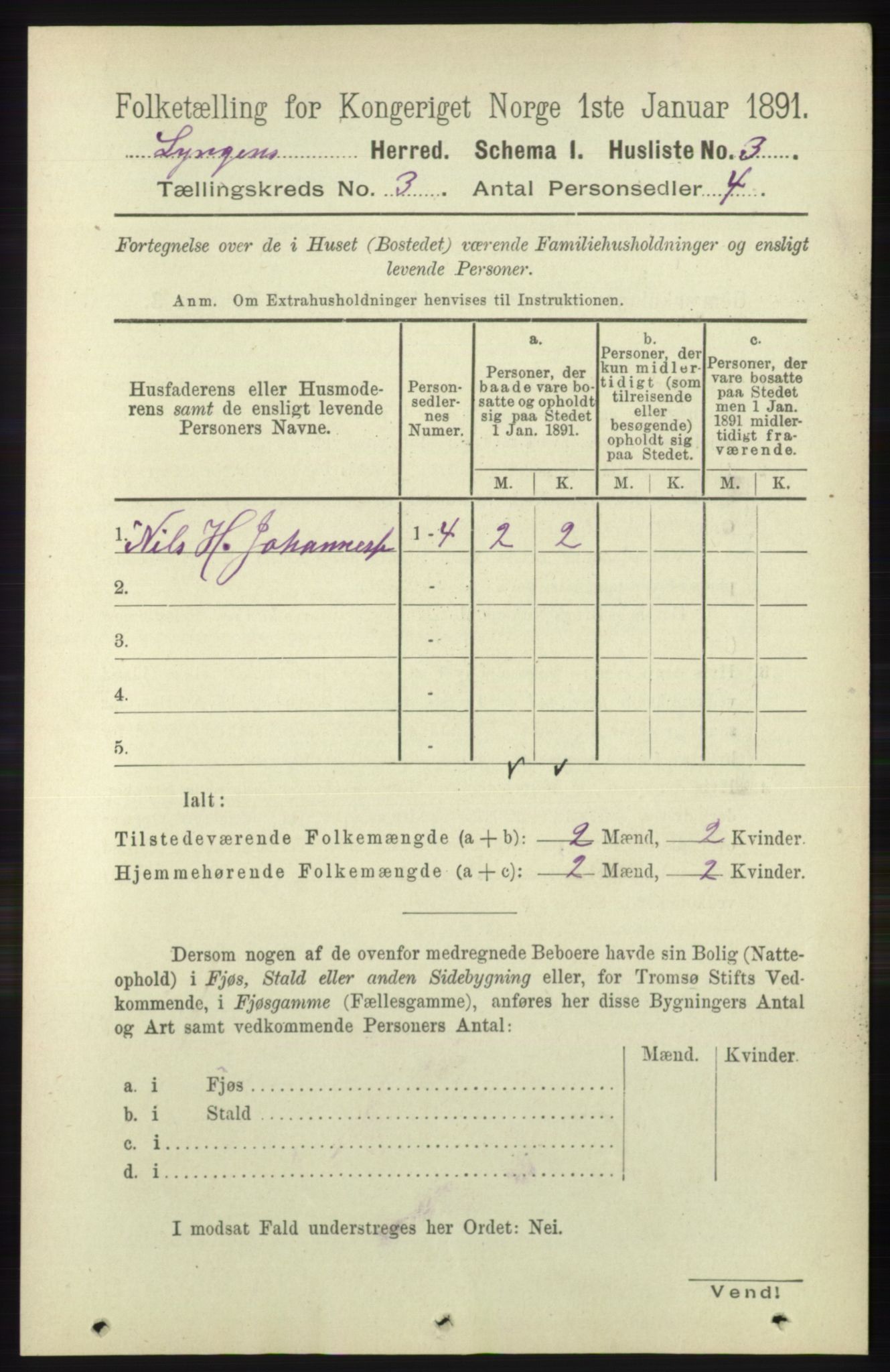 RA, 1891 census for 1938 Lyngen, 1891, p. 3072