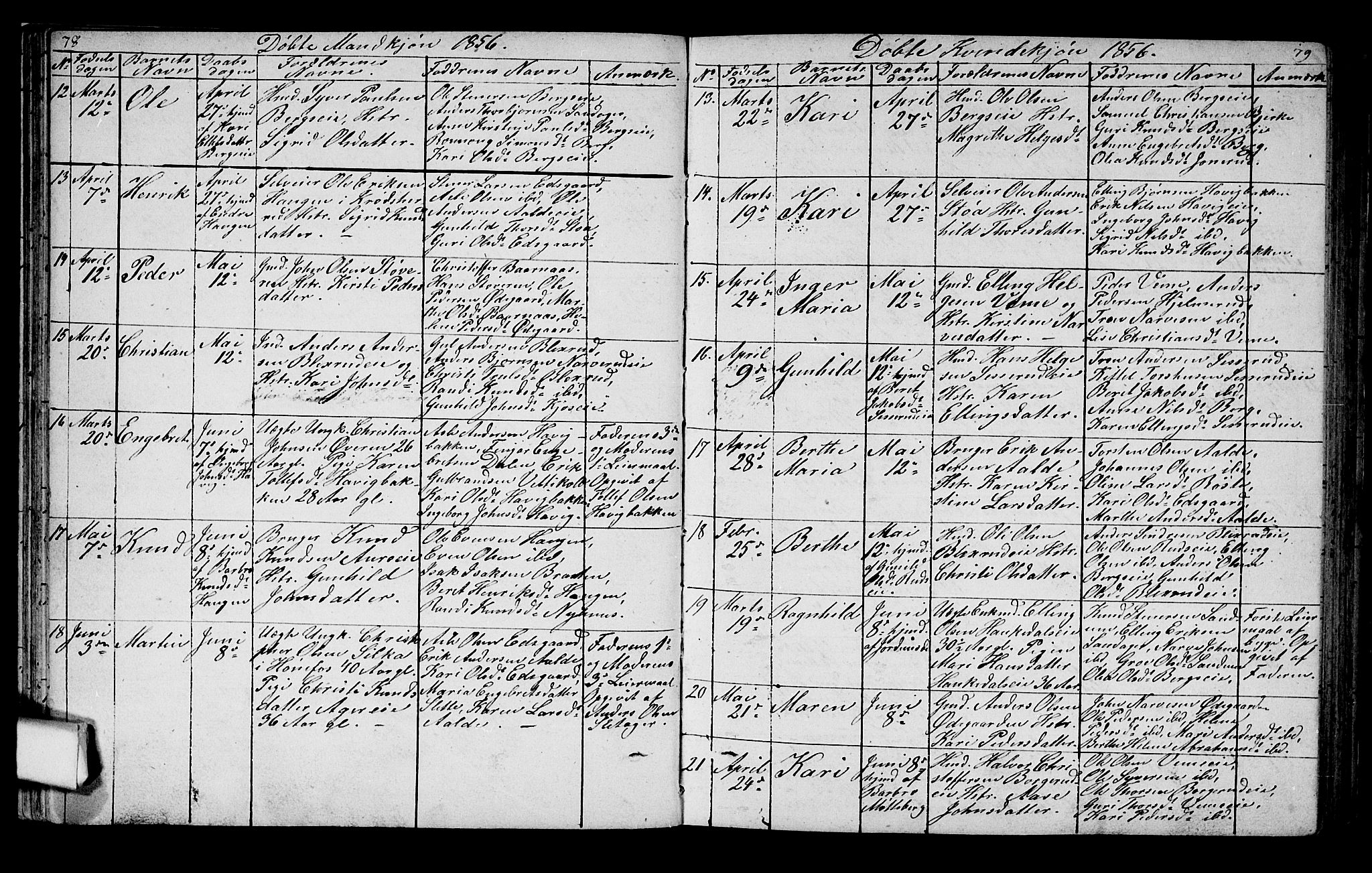 Lunder kirkebøker, AV/SAKO-A-629/G/Ga/L0002: Parish register (copy) no. I 2, 1849-1868, p. 78-79