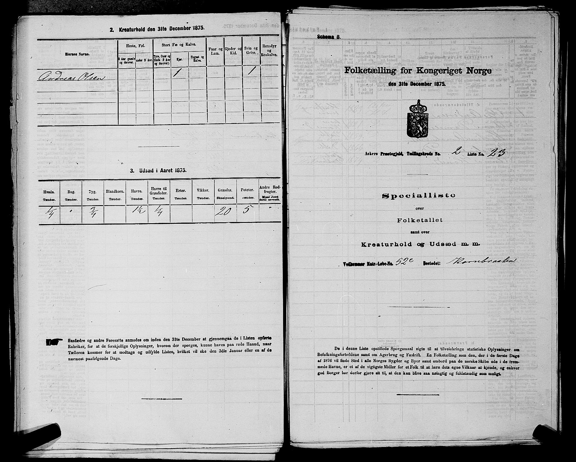 RA, 1875 census for 0220P Asker, 1875, p. 391