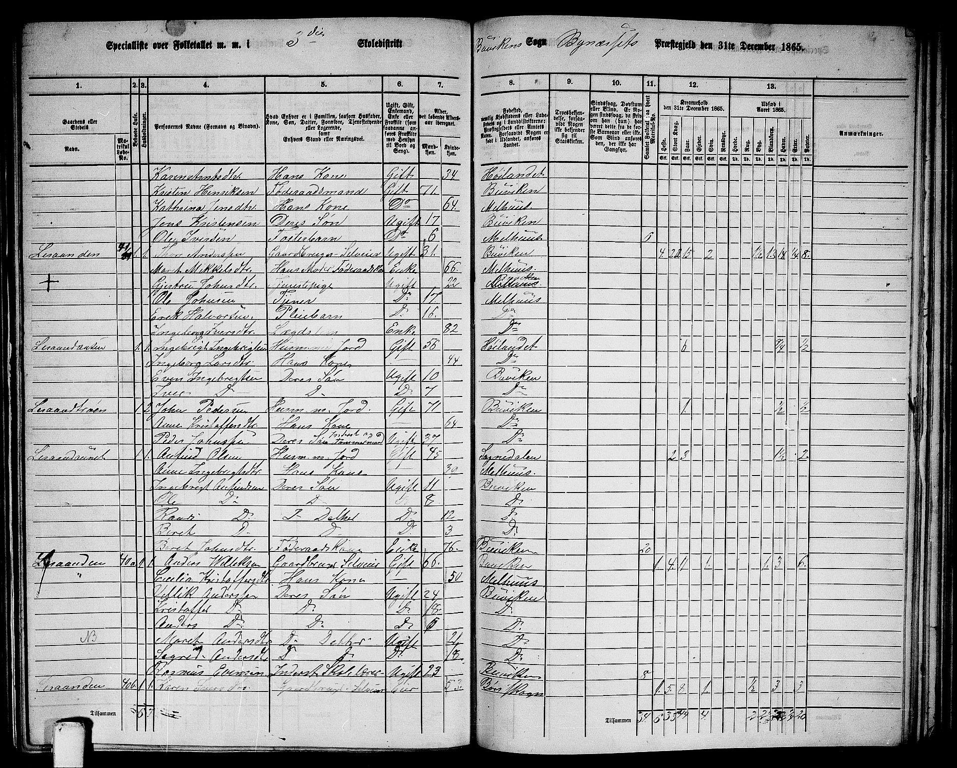 RA, 1865 census for Byneset, 1865, p. 40