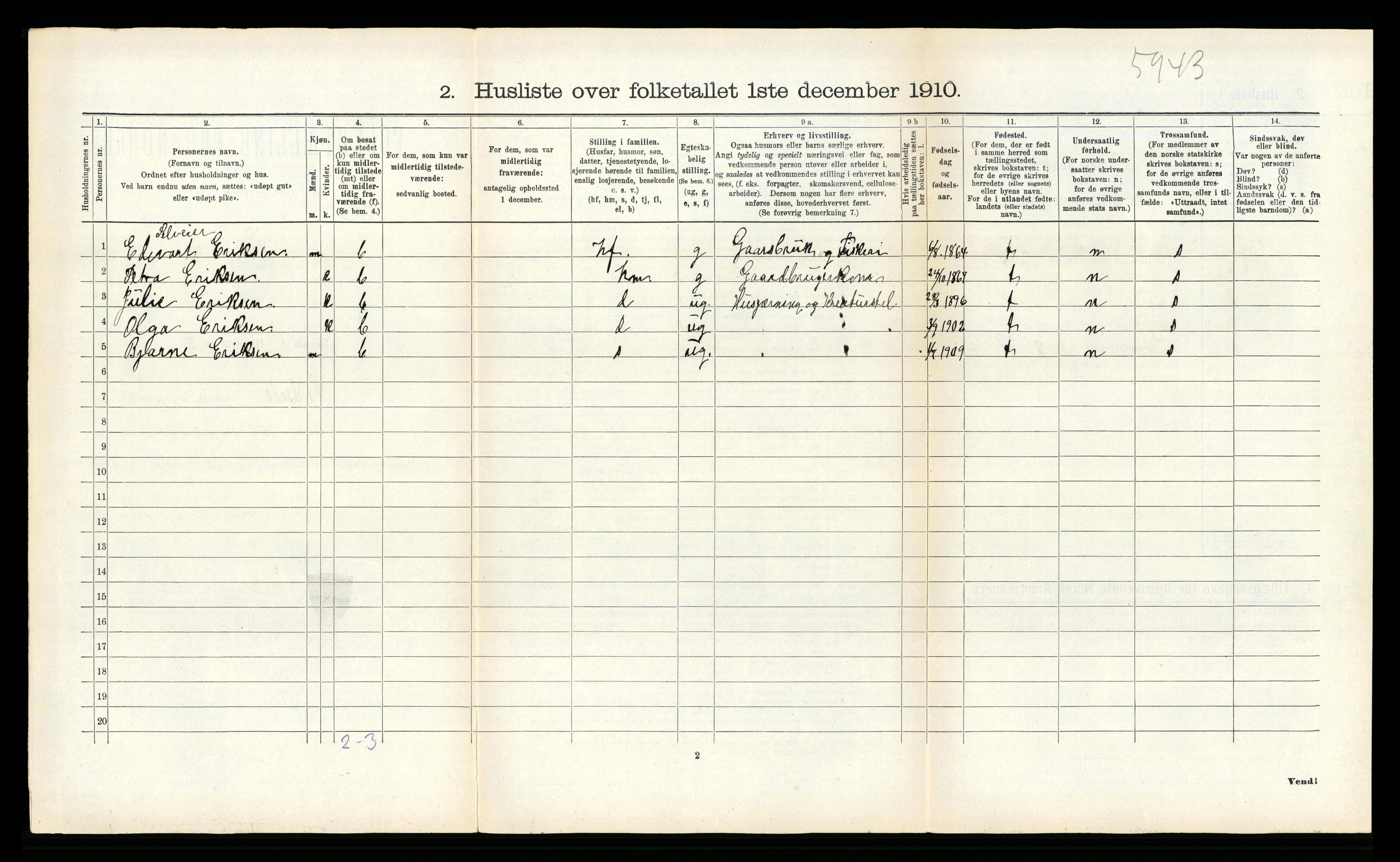 RA, 1910 census for Hadsel, 1910, p. 558