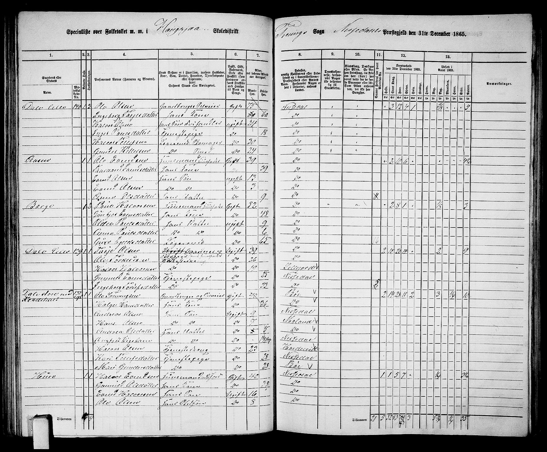 RA, 1865 census for Nissedal, 1865, p. 77