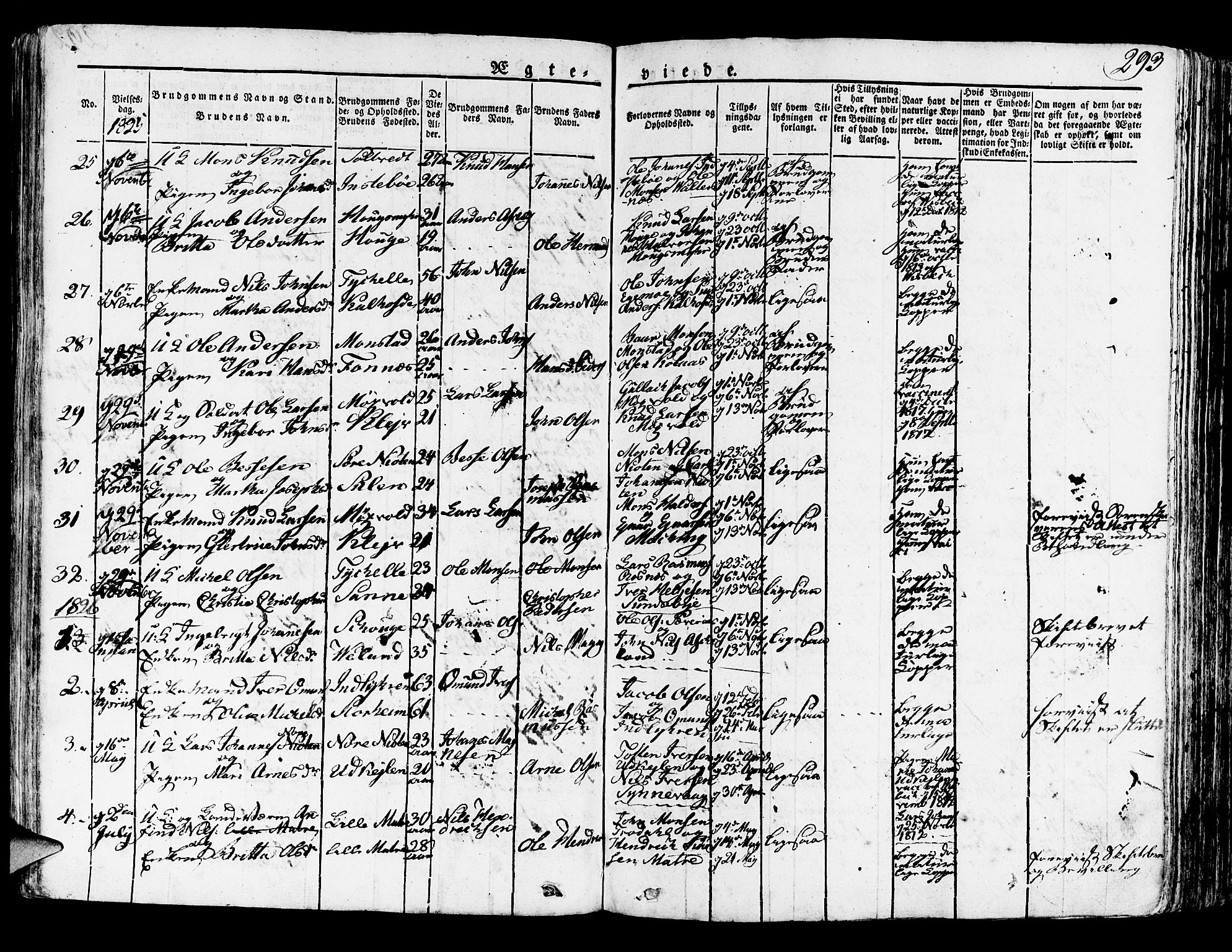 Lindås Sokneprestembete, SAB/A-76701/H/Haa: Parish register (official) no. A 8, 1823-1836, p. 293