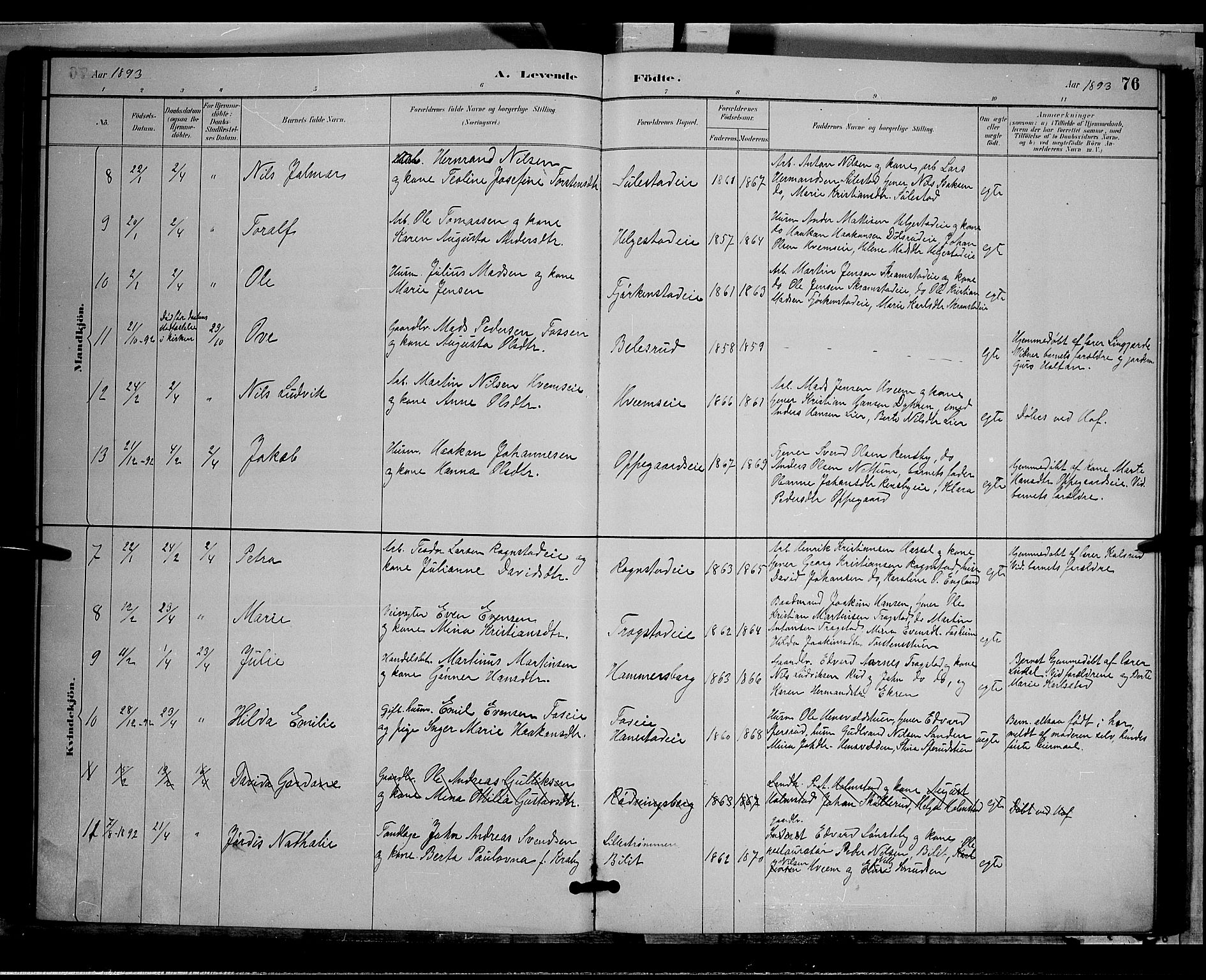 Østre Toten prestekontor, AV/SAH-PREST-104/H/Ha/Hab/L0005: Parish register (copy) no. 5, 1884-1893, p. 76
