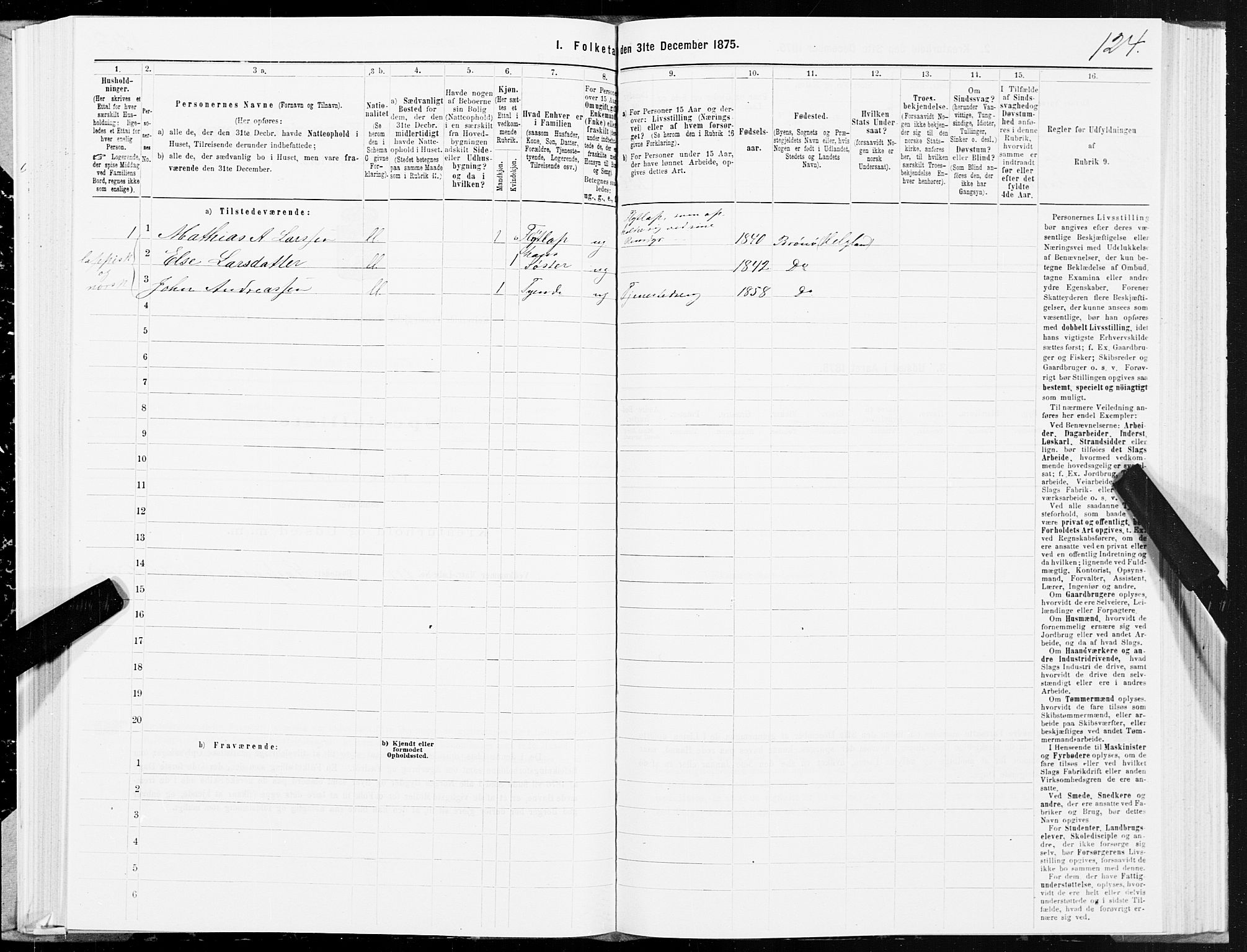 SAT, 1875 census for 1752P Kolvereid, 1875, p. 3124