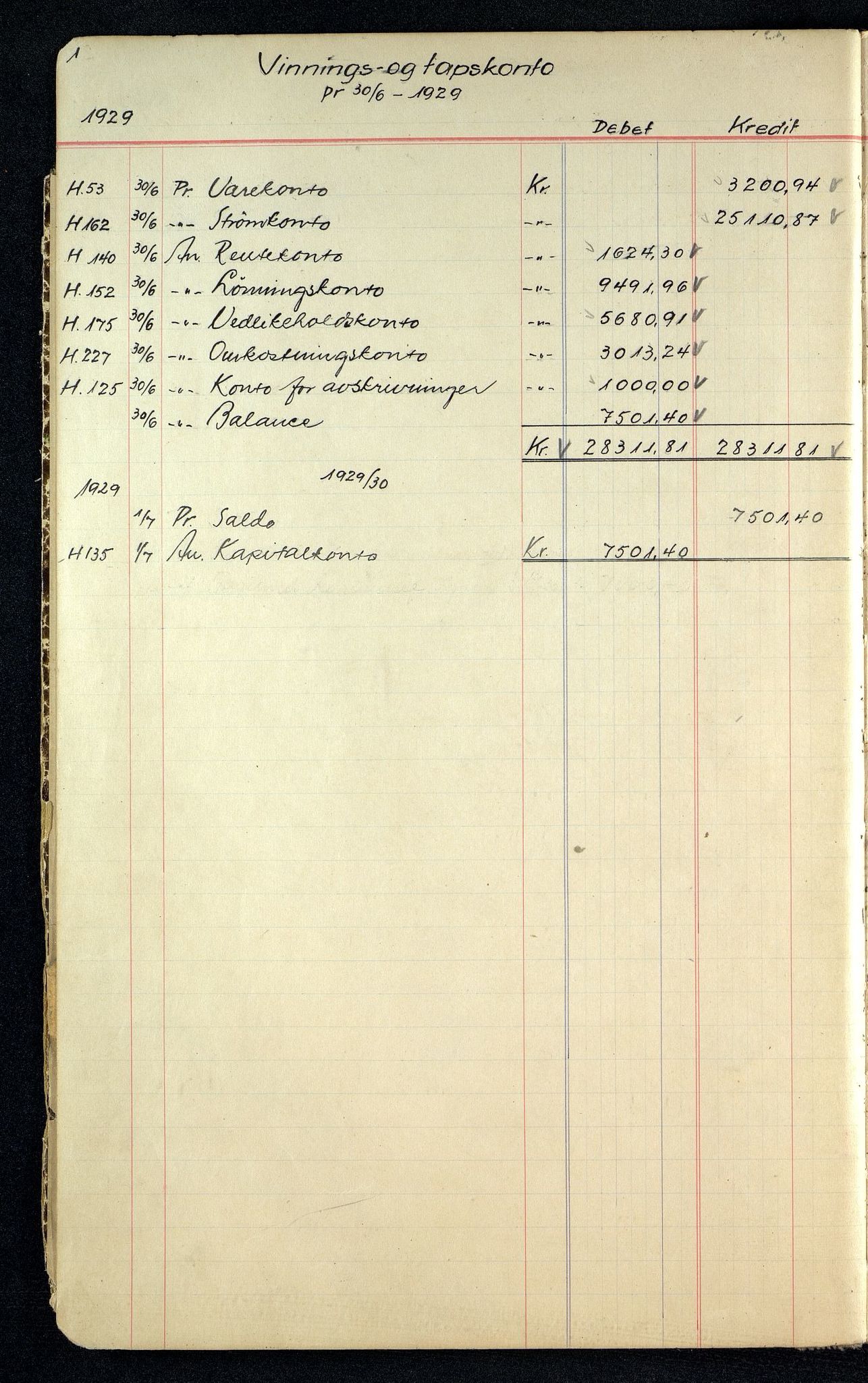 Farsund By - Kommunekassen, ARKSOR/1003FB340/J/L0001: Oppgjørs- og statusbok, 1941-1942