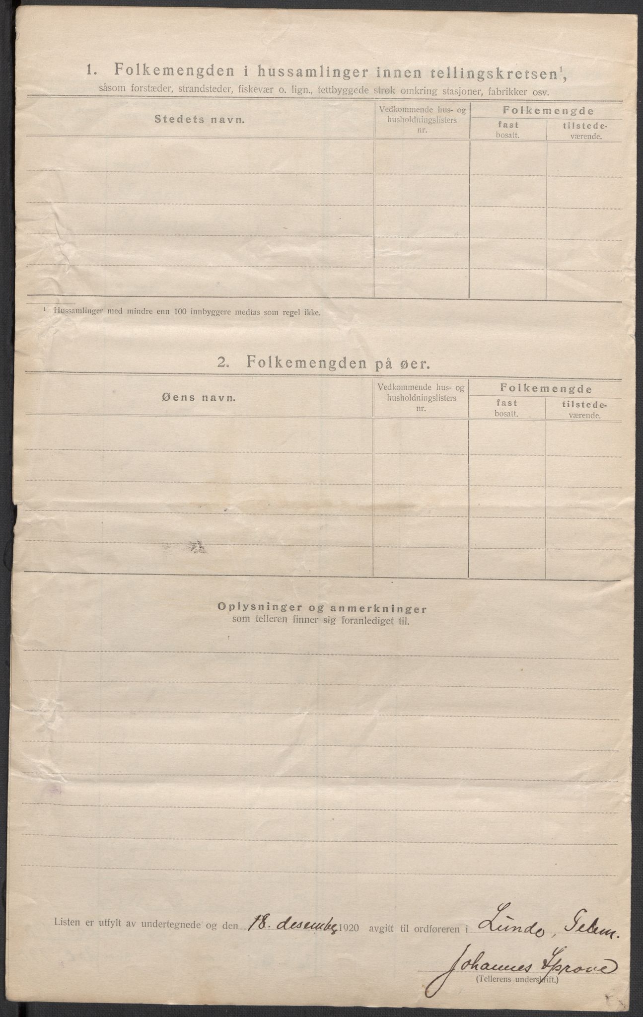 SAKO, 1920 census for Lunde, 1920, p. 26