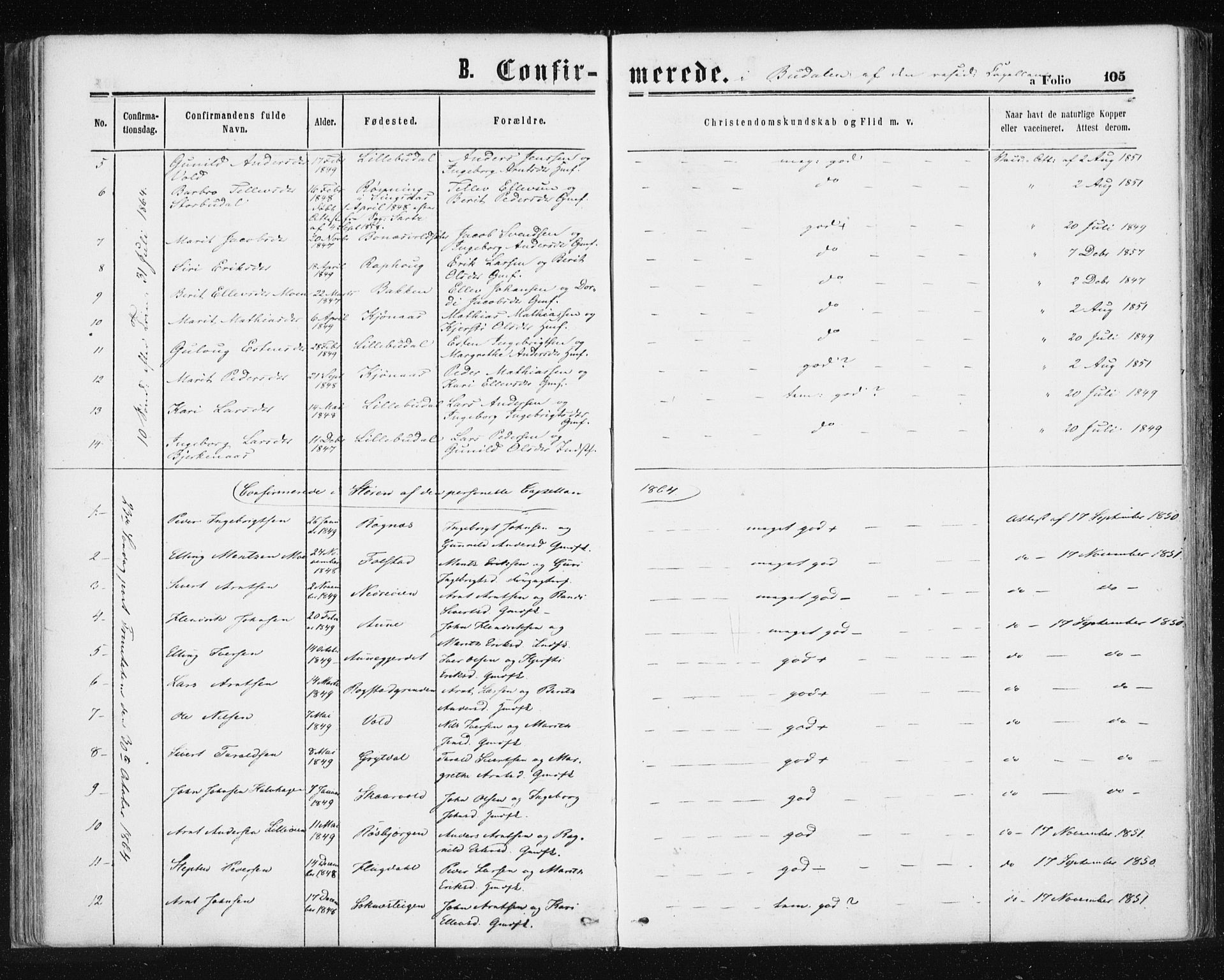 Ministerialprotokoller, klokkerbøker og fødselsregistre - Sør-Trøndelag, AV/SAT-A-1456/687/L1001: Parish register (official) no. 687A07, 1863-1878, p. 105