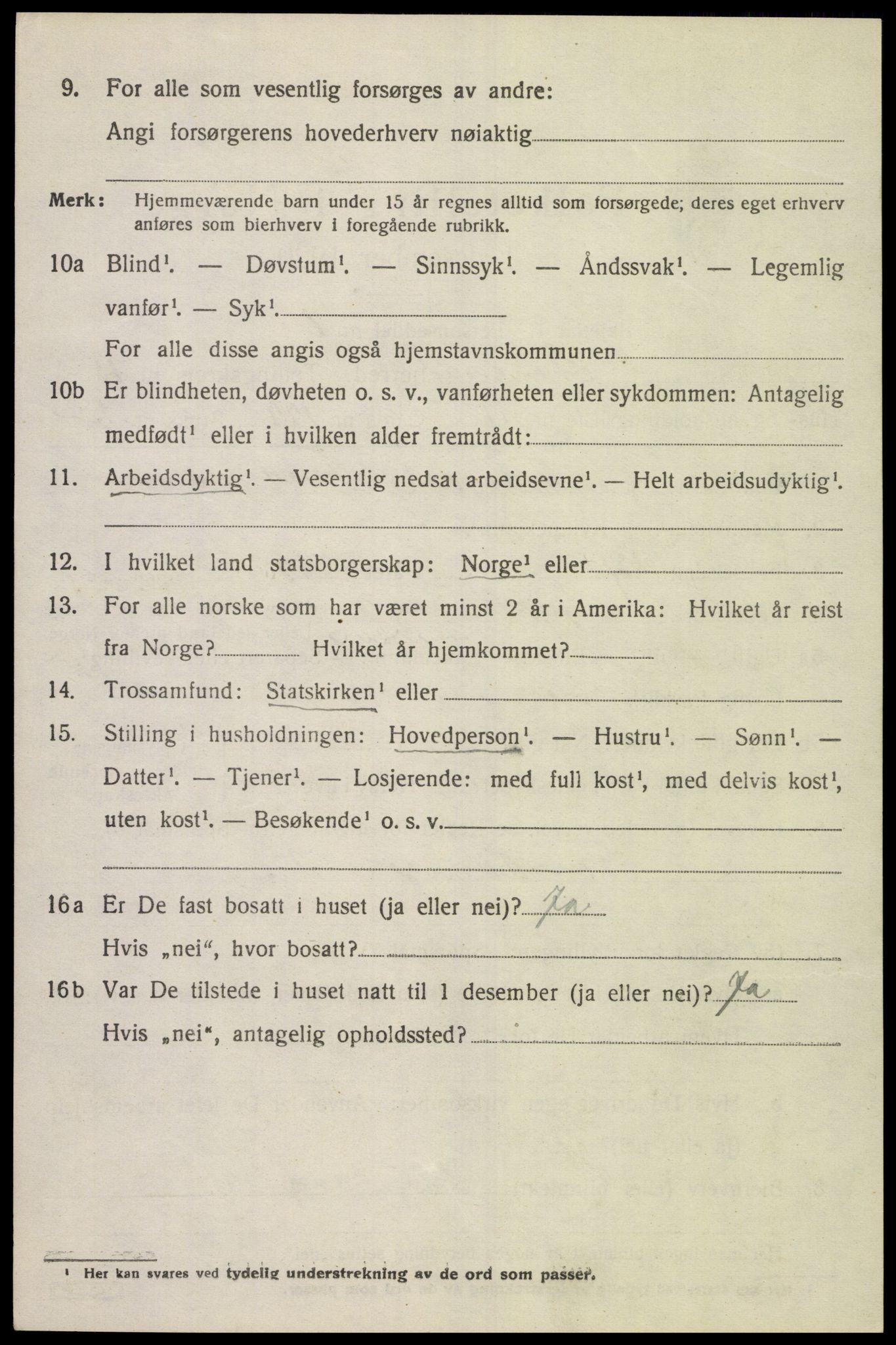 SAK, 1920 census for Spangereid, 1920, p. 3638