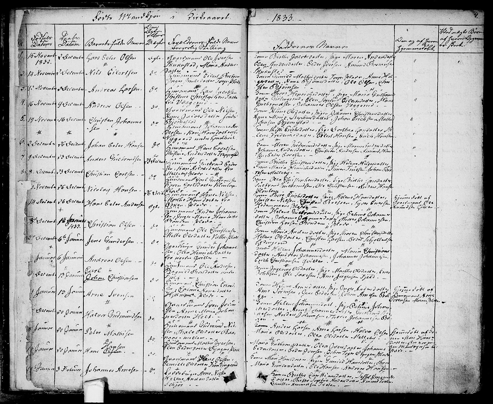 Eidsberg prestekontor Kirkebøker, AV/SAO-A-10905/F/Fa/L0008: Parish register (official) no. I 8, 1832-1848, p. 4