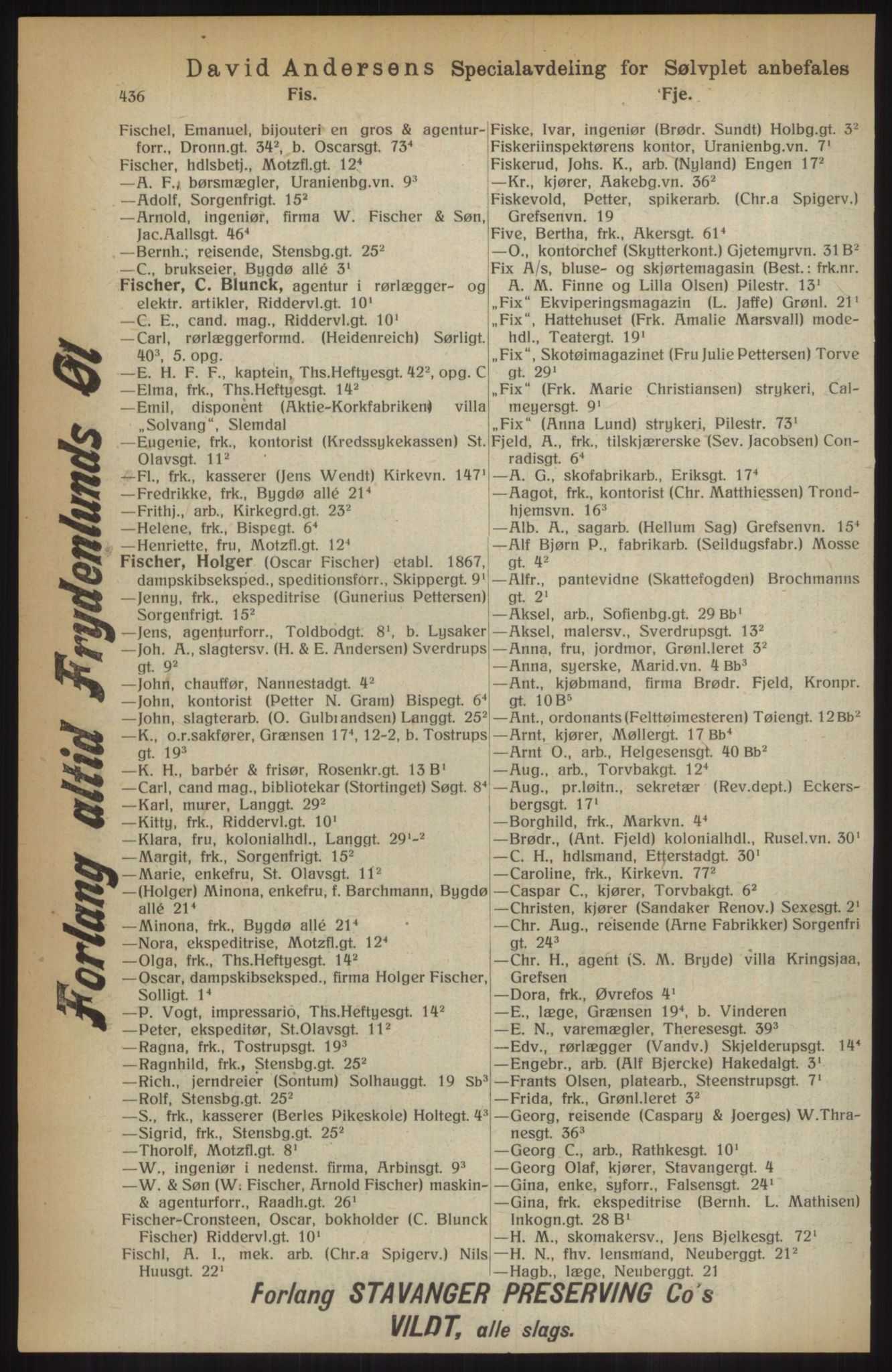 Kristiania/Oslo adressebok, PUBL/-, 1914, p. 436