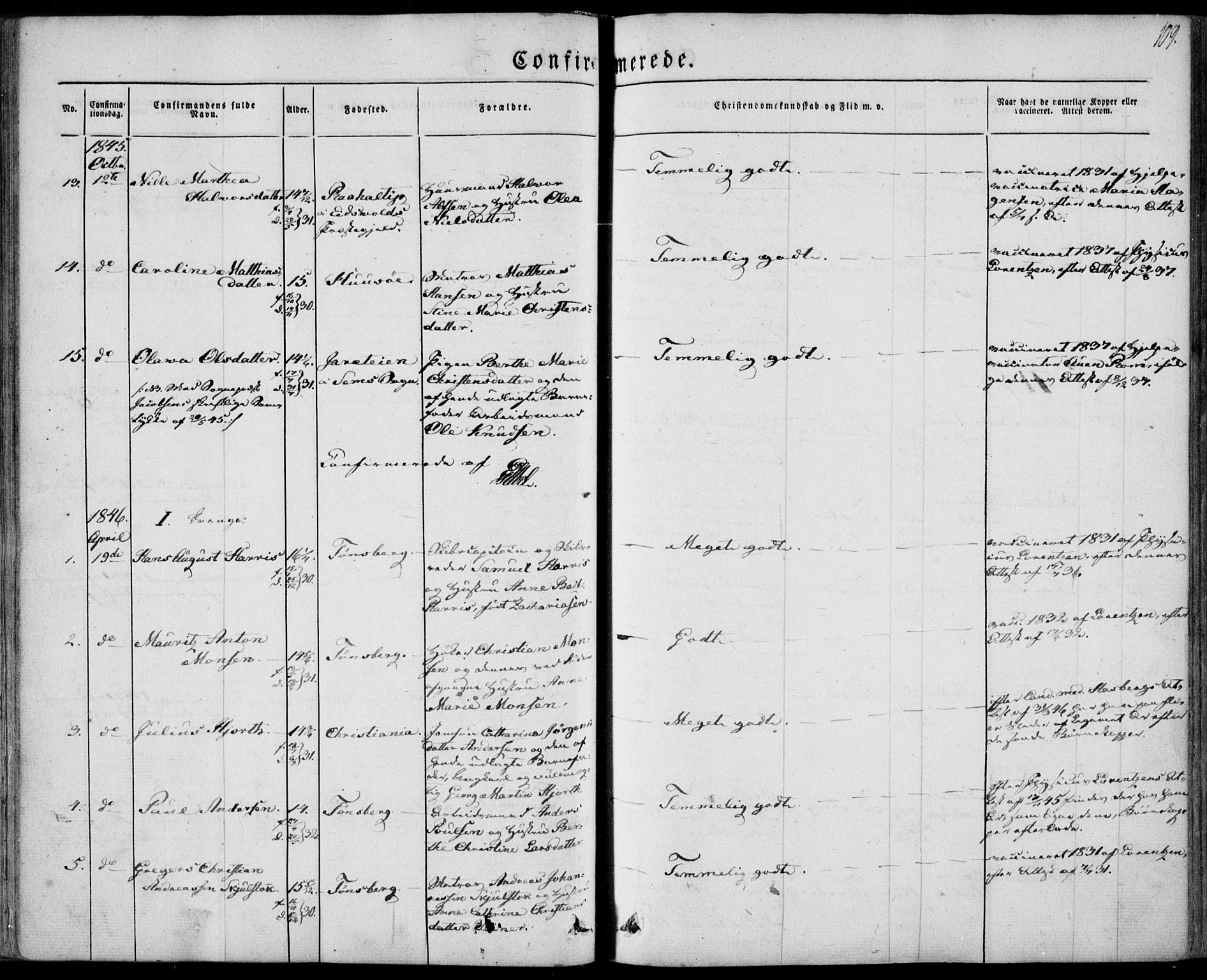 Tønsberg kirkebøker, SAKO/A-330/F/Fa/L0007: Parish register (official) no. I 7, 1845-1854, p. 109