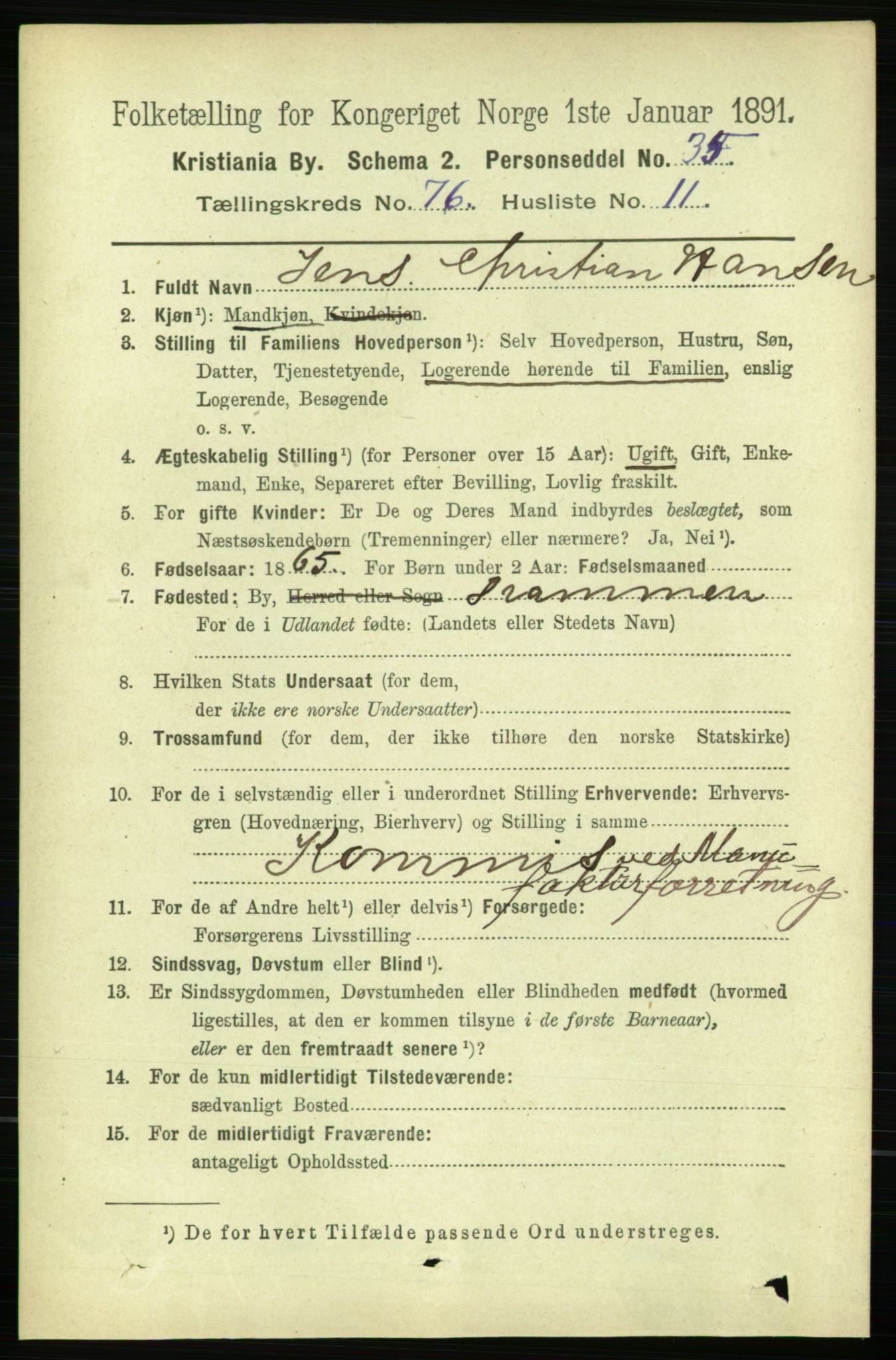 RA, 1891 census for 0301 Kristiania, 1891, p. 40535