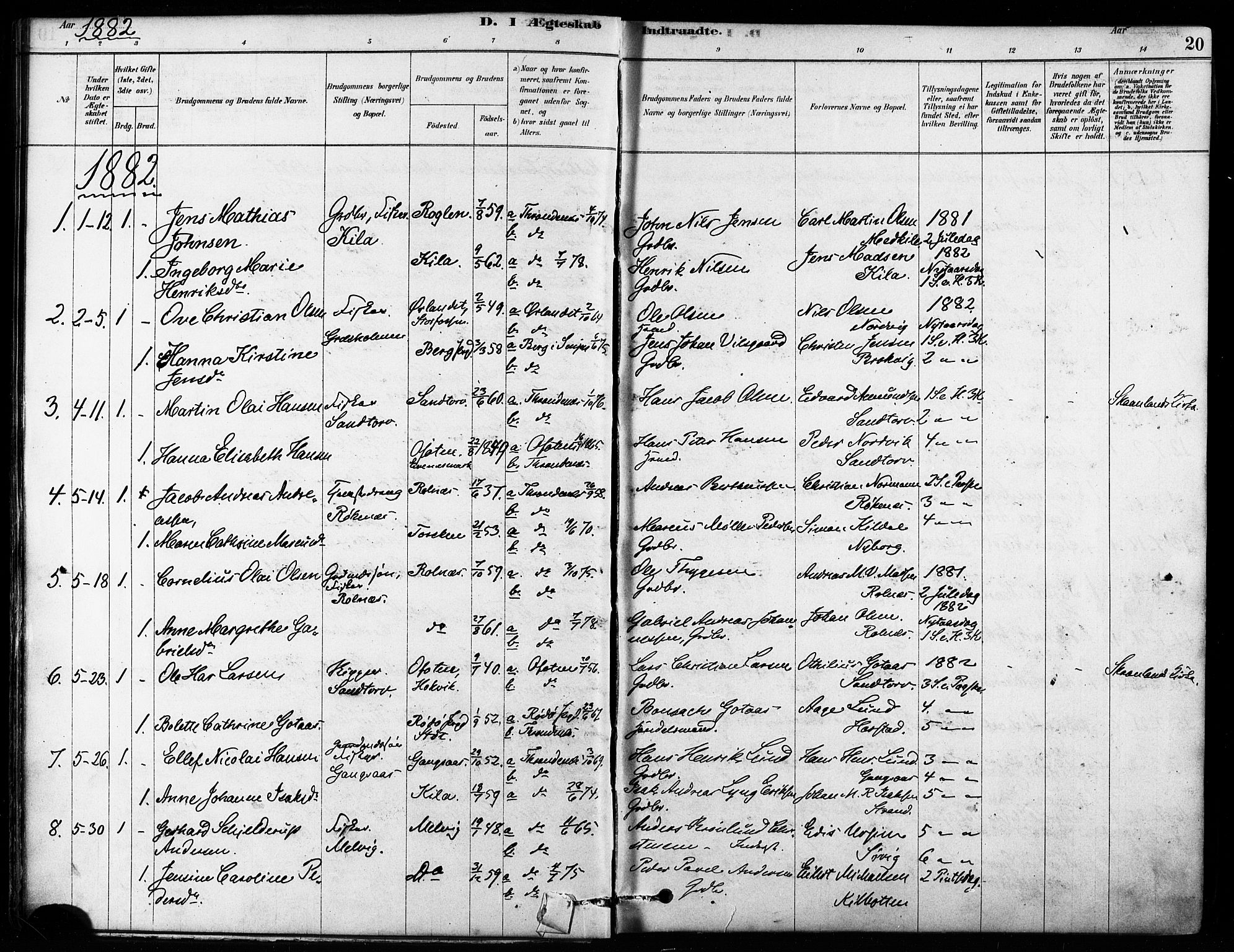 Trondenes sokneprestkontor, SATØ/S-1319/H/Ha/L0015kirke: Parish register (official) no. 15, 1878-1889, p. 20