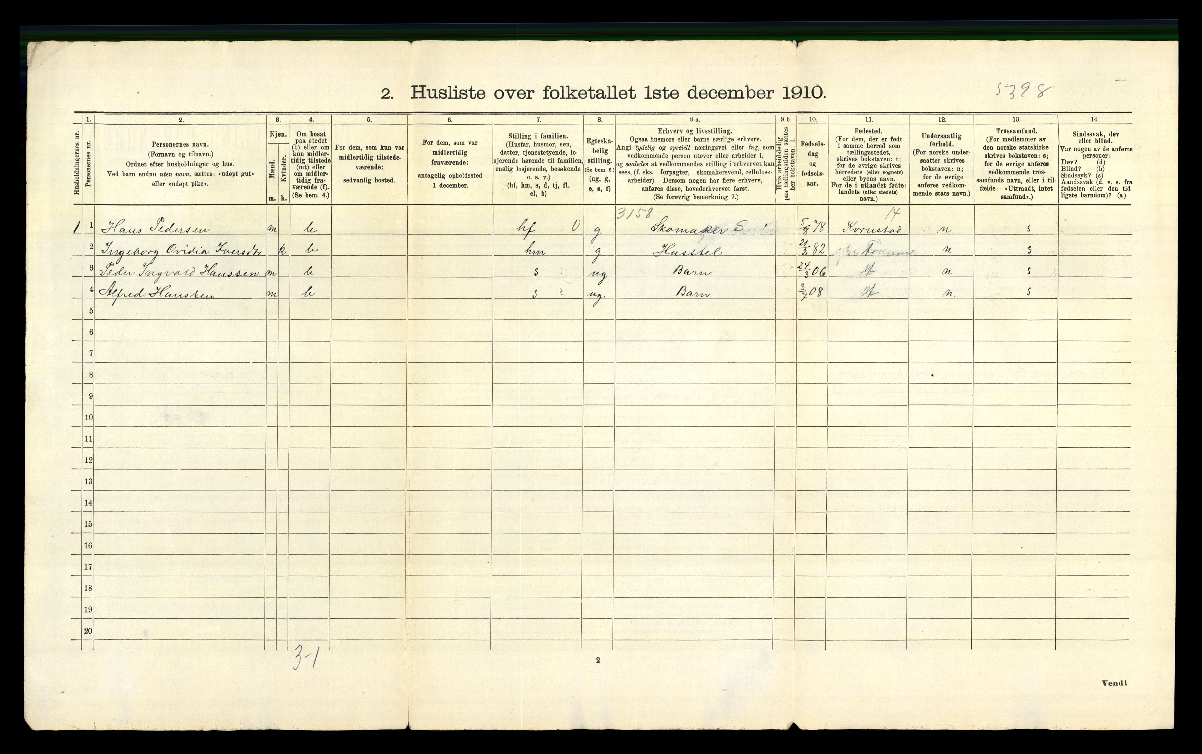 RA, 1910 census for Fræna, 1910, p. 43