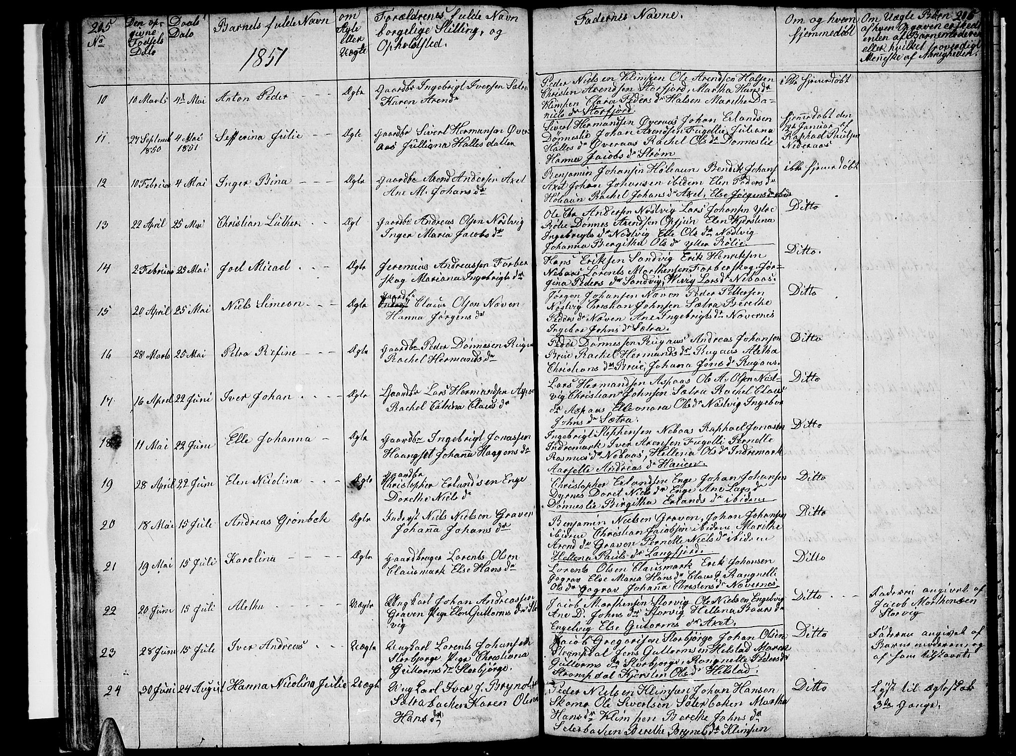 Ministerialprotokoller, klokkerbøker og fødselsregistre - Nordland, AV/SAT-A-1459/814/L0228: Parish register (copy) no. 814C01, 1838-1858, p. 205-206