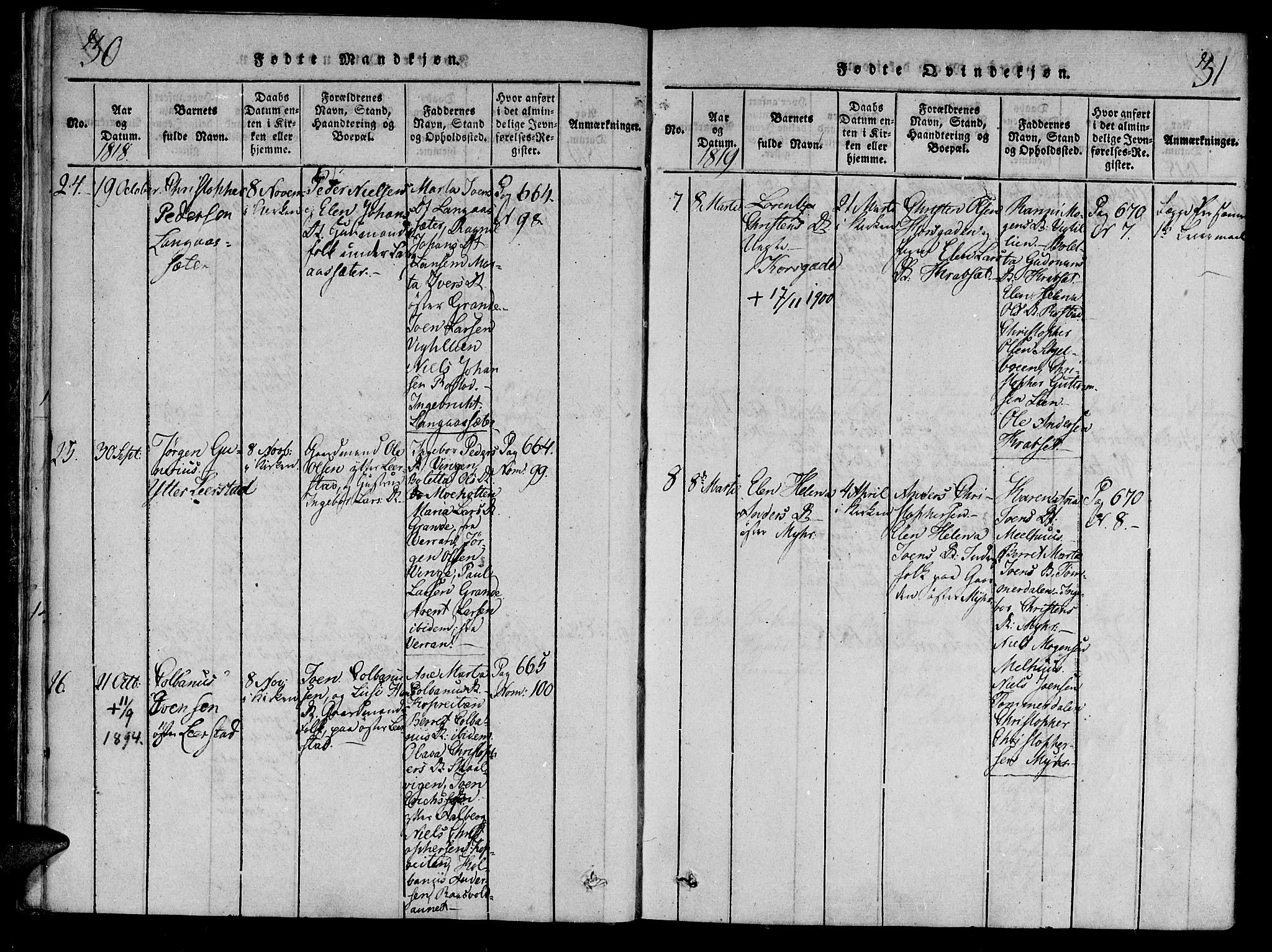 Ministerialprotokoller, klokkerbøker og fødselsregistre - Nord-Trøndelag, SAT/A-1458/701/L0005: Parish register (official) no. 701A05 /1, 1816-1825, p. 30-31