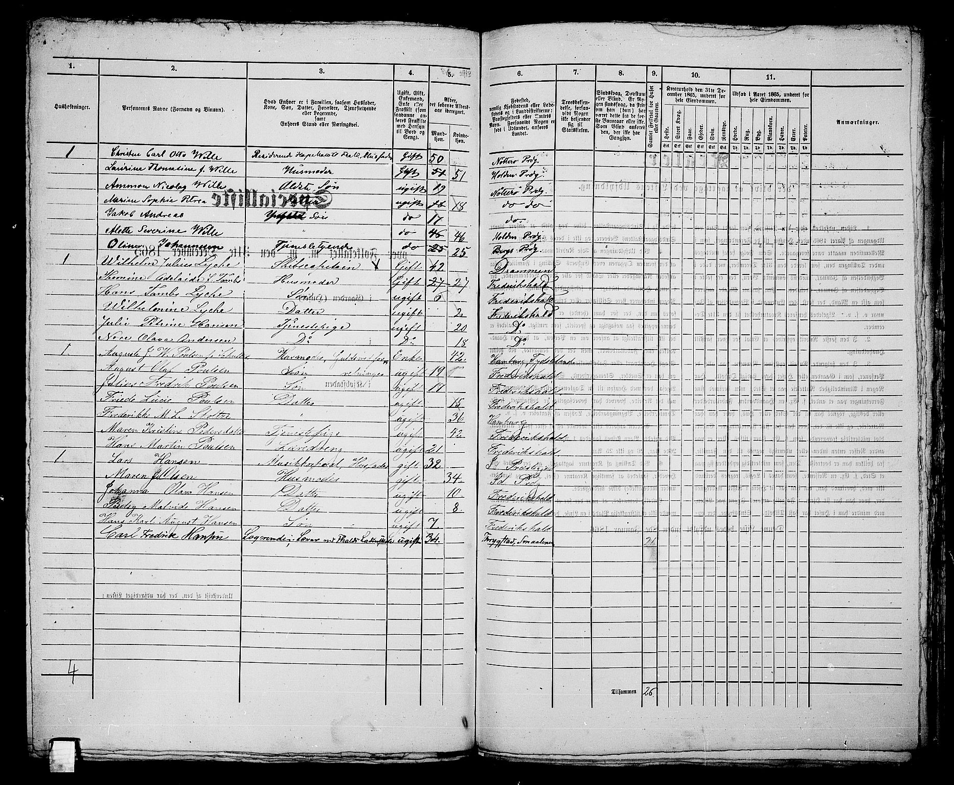 RA, 1865 census for Fredrikshald, 1865, p. 732