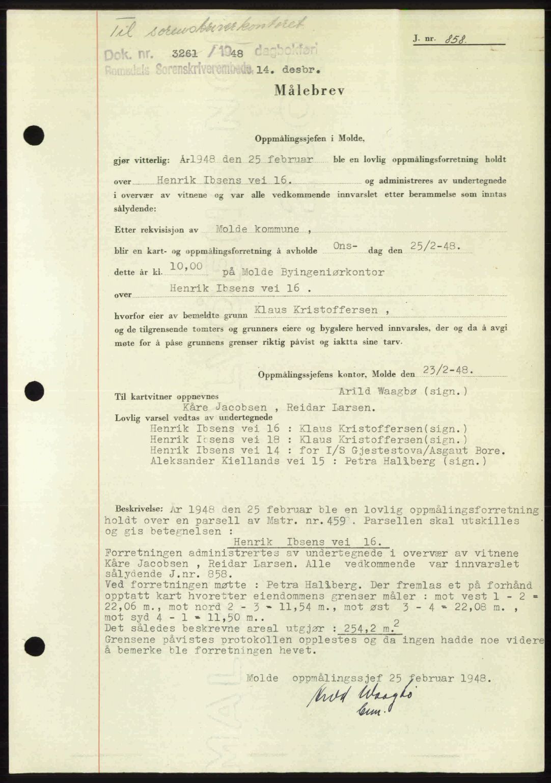 Romsdal sorenskriveri, AV/SAT-A-4149/1/2/2C: Mortgage book no. A28, 1948-1949, Diary no: : 3261/1948