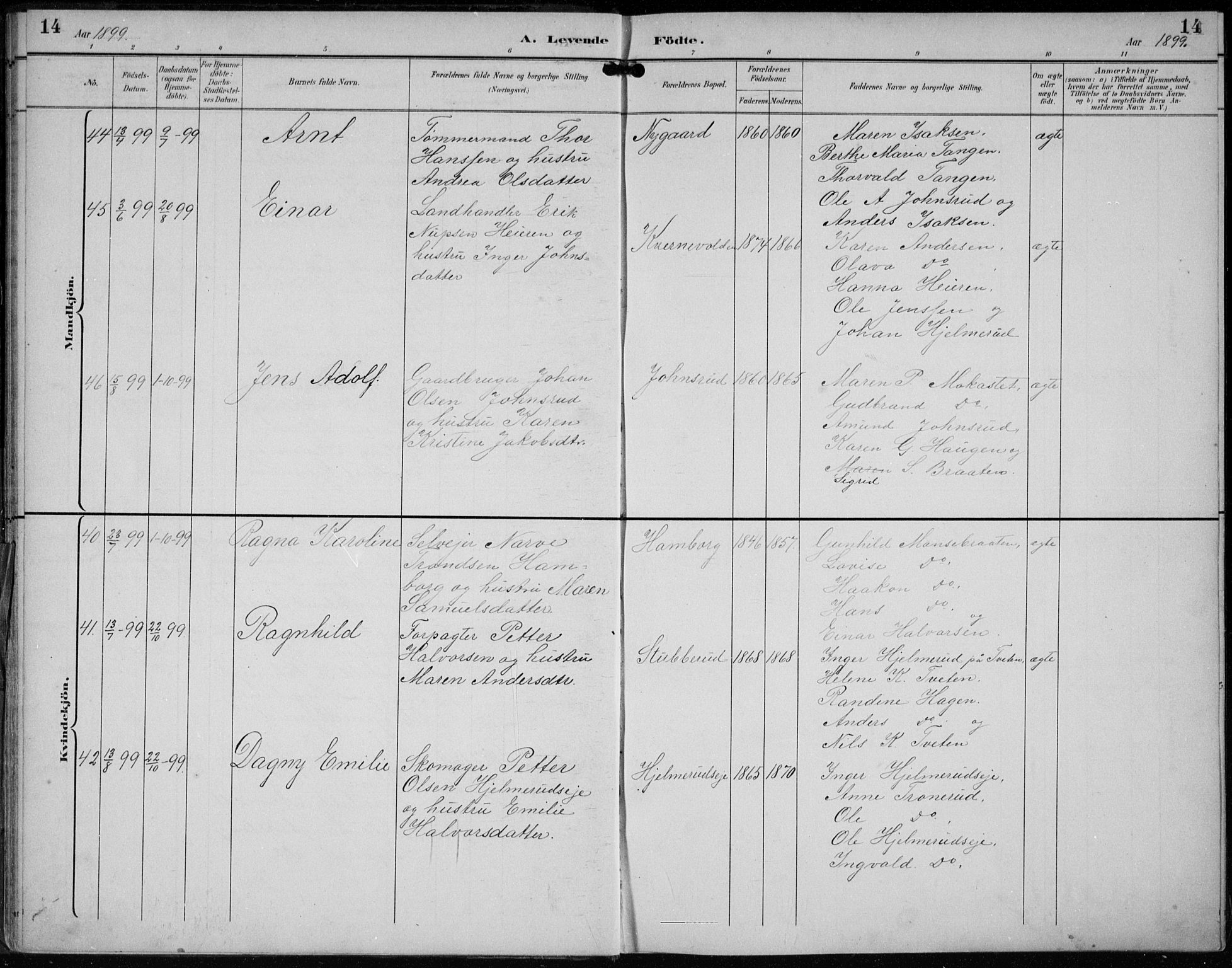 Lunder kirkebøker, AV/SAKO-A-629/F/Fb/L0001: Parish register (official) no. II 1, 1893-1916, p. 14