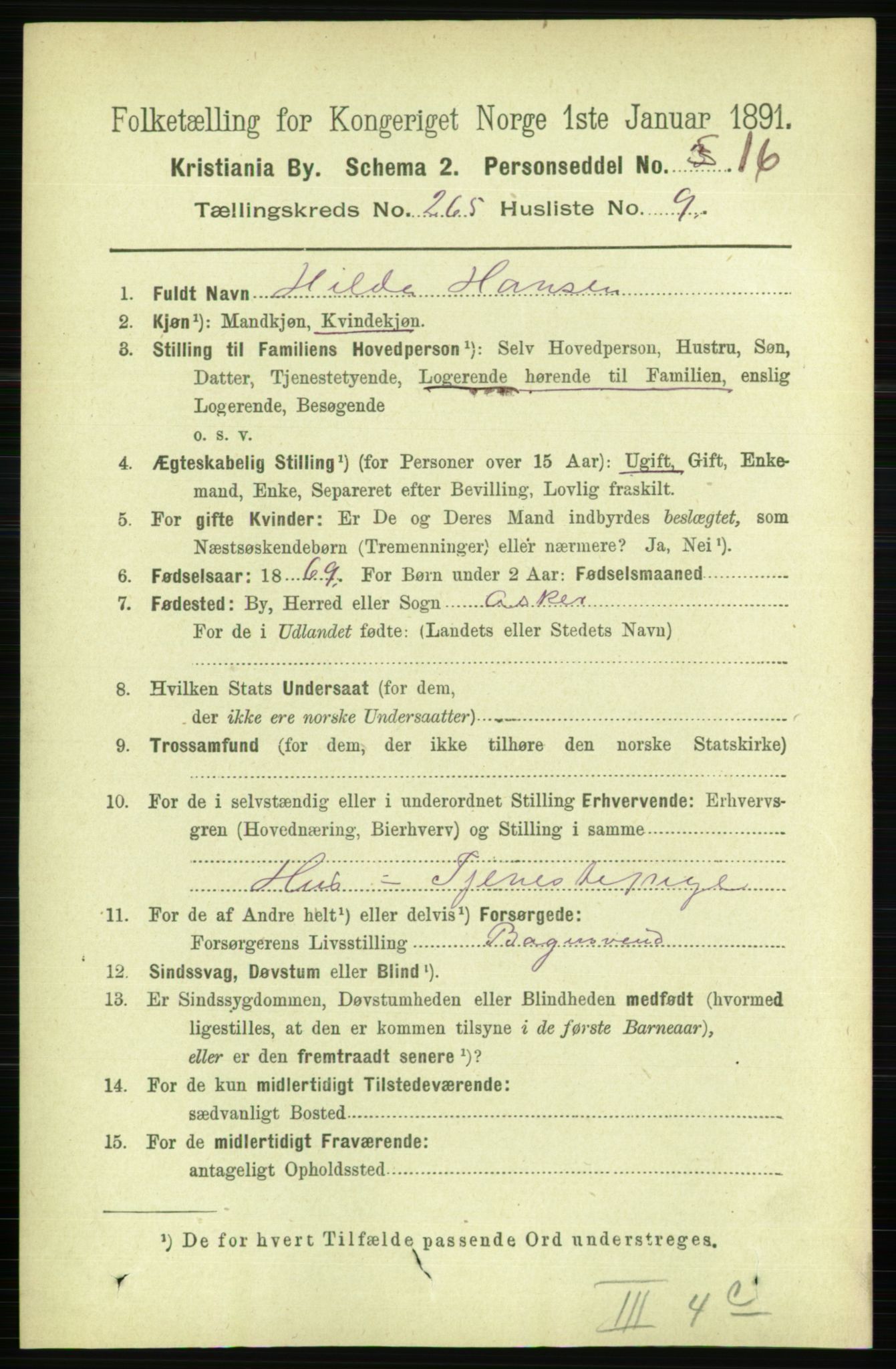 RA, 1891 census for 0301 Kristiania, 1891, p. 161125