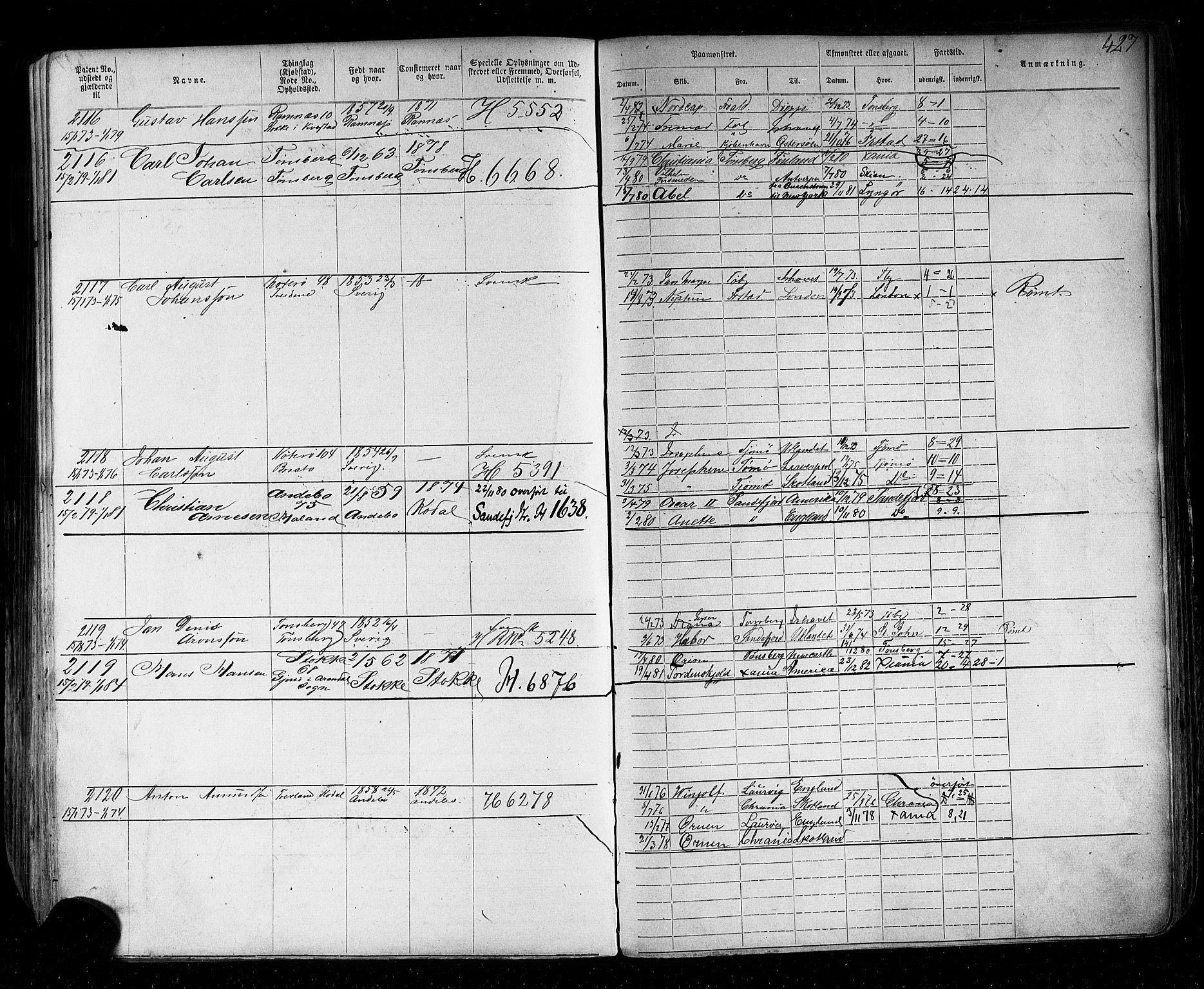 Tønsberg innrulleringskontor, AV/SAKO-A-786/F/Fb/L0002: Annotasjonsrulle Patent nr. 1-2635, 1869-1877, p. 468