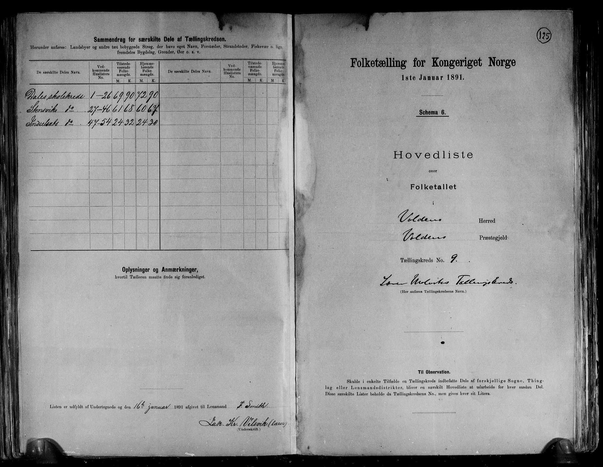 RA, 1891 census for 1519 Volda, 1891, p. 23