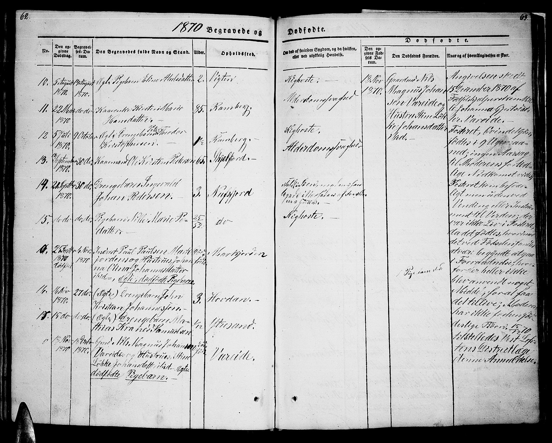 Ministerialprotokoller, klokkerbøker og fødselsregistre - Nordland, AV/SAT-A-1459/885/L1212: Parish register (copy) no. 885C01, 1847-1873, p. 62-63