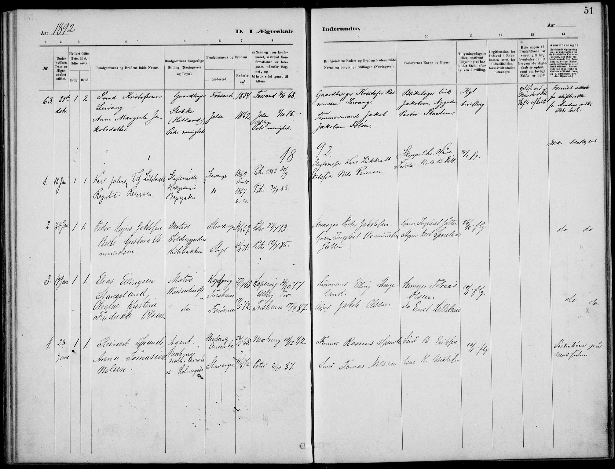 St. Petri sokneprestkontor, SAST/A-101813/001/30/30BB/L0005: Parish register (copy) no. B 5, 1878-1895, p. 51