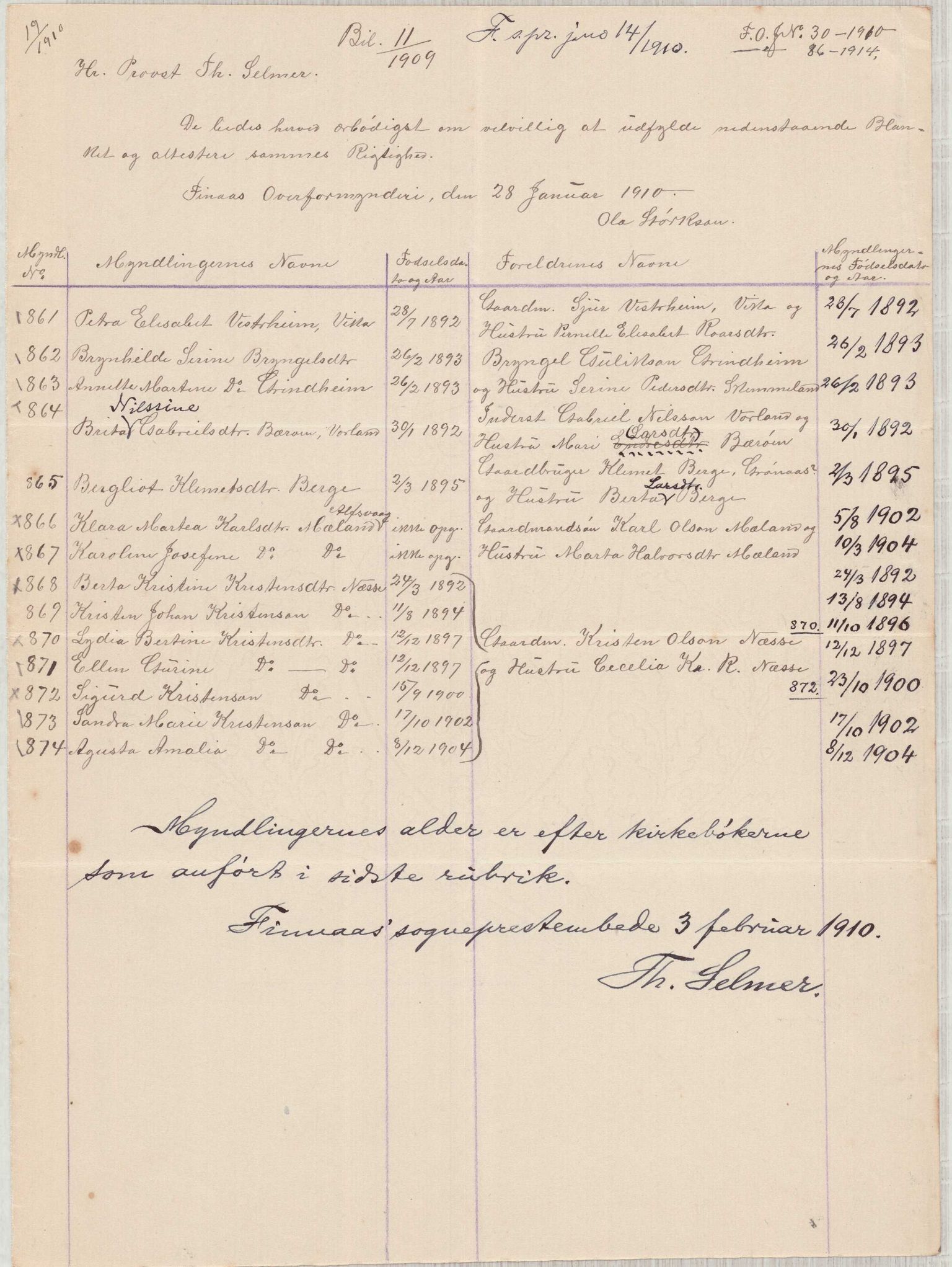 Finnaas kommune. Overformynderiet, IKAH/1218a-812/D/Da/Daa/L0003/0001: Kronologisk ordna korrespondanse / Kronologisk ordna korrespondanse, 1914-1916, p. 26