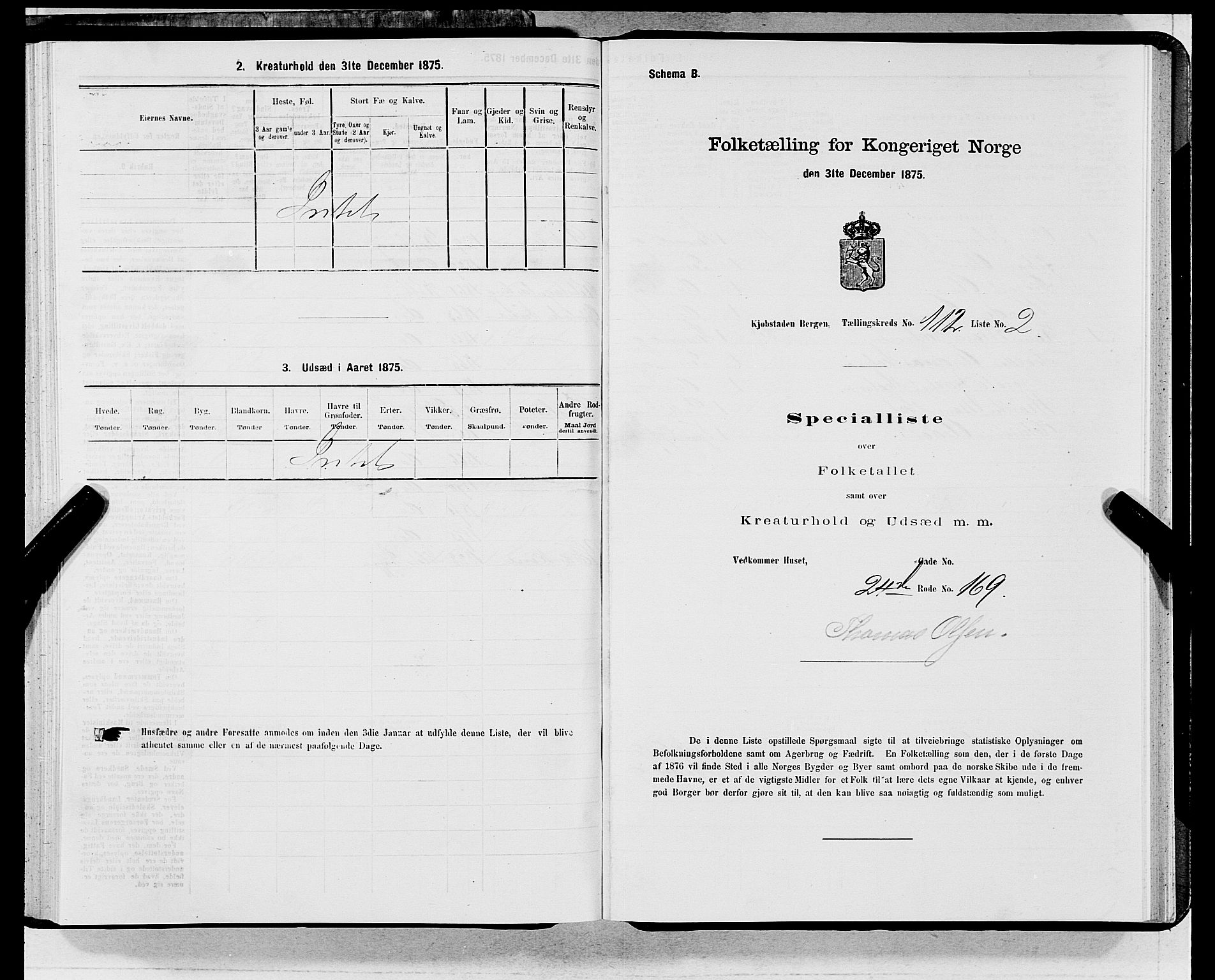 SAB, 1875 census for 1301 Bergen, 1875, p. 6074