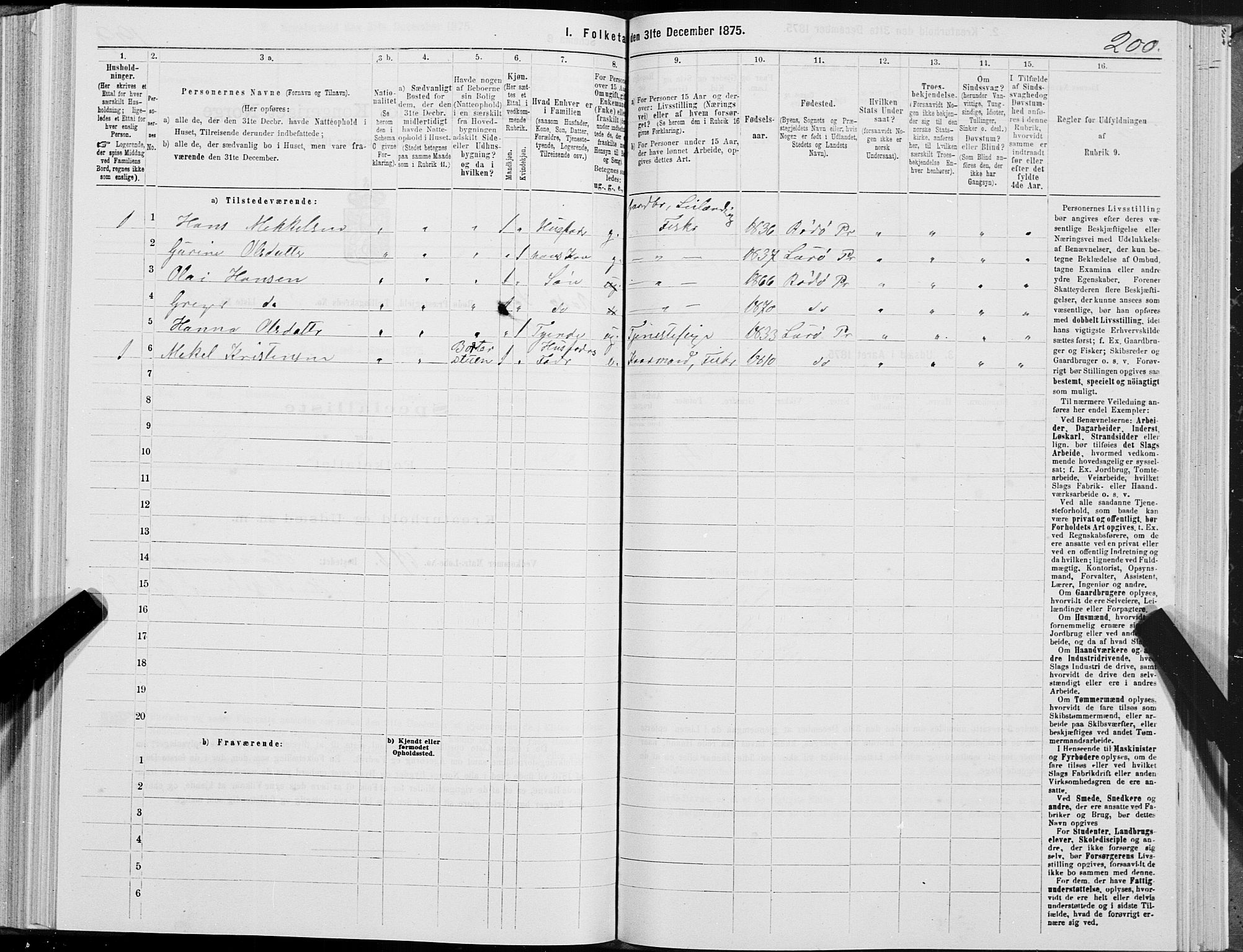 SAT, 1875 census for 1836P Rødøy, 1875, p. 2200