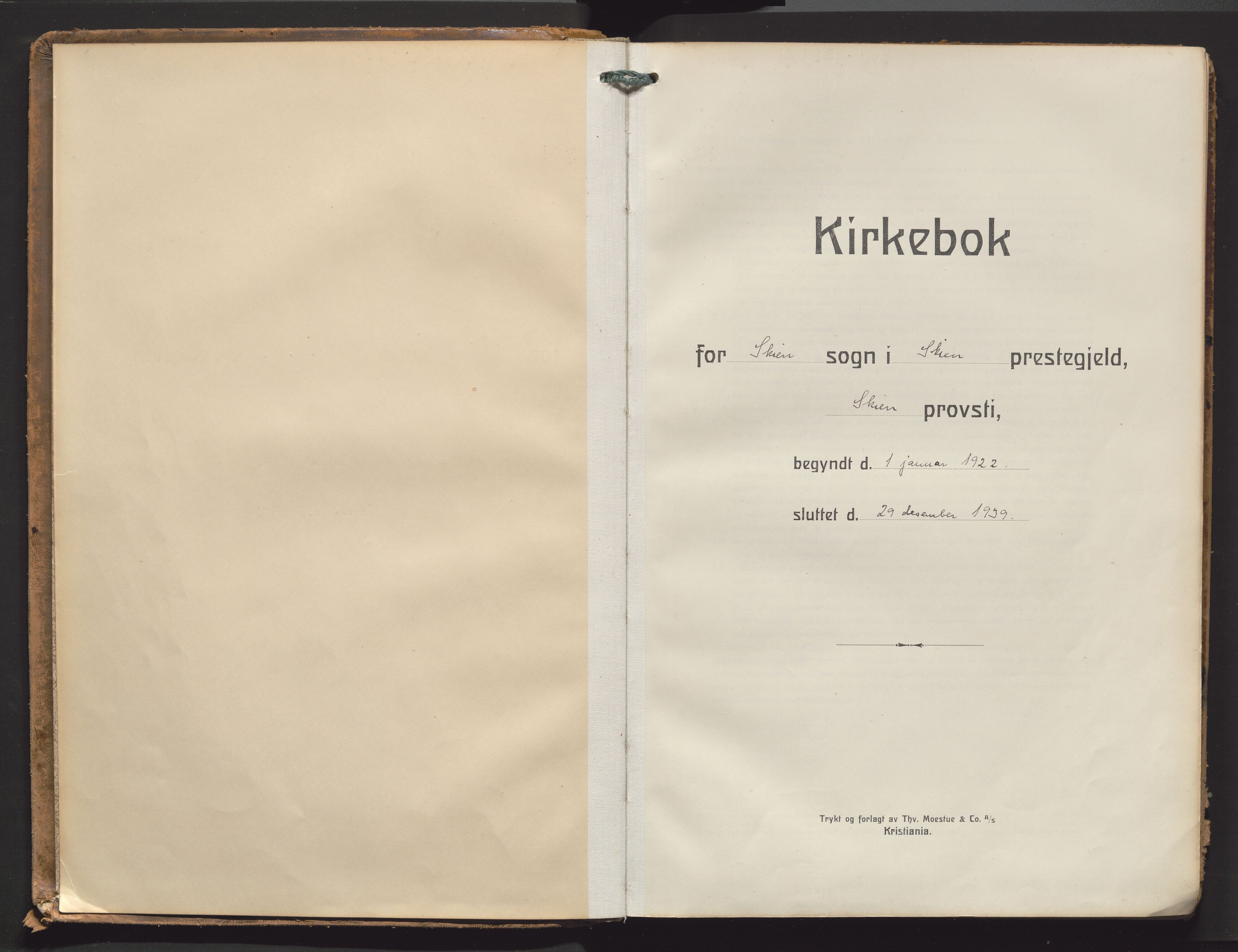 Skien kirkebøker, AV/SAKO-A-302/F/Fa/L0015: Parish register (official) no. 15, 1922-1939