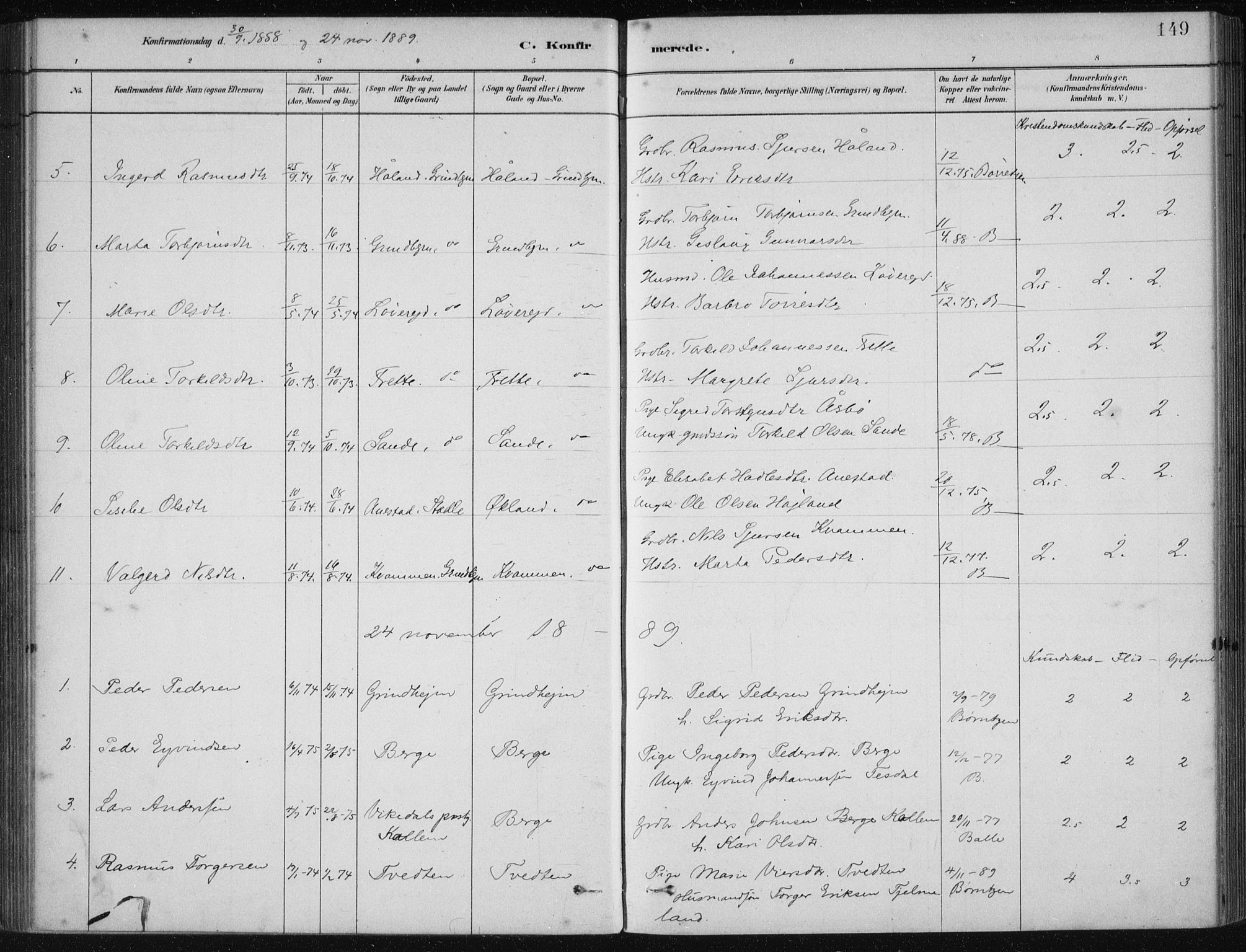 Etne sokneprestembete, SAB/A-75001/H/Haa: Parish register (official) no. D  1, 1879-1919, p. 149