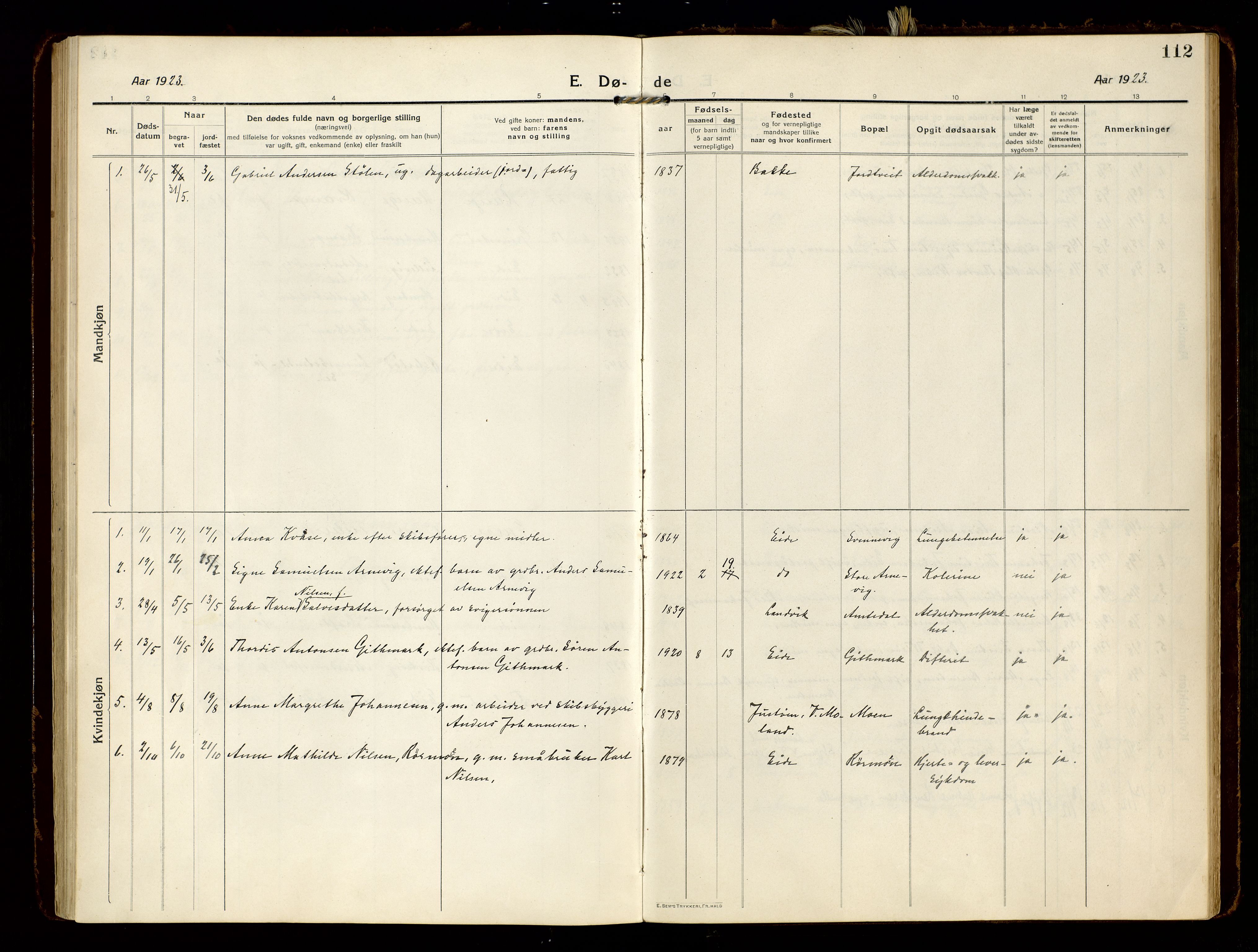 Hommedal sokneprestkontor, SAK/1111-0023/F/Fa/Faa/L0004: Parish register (official) no. A 4, 1916-1945, p. 112