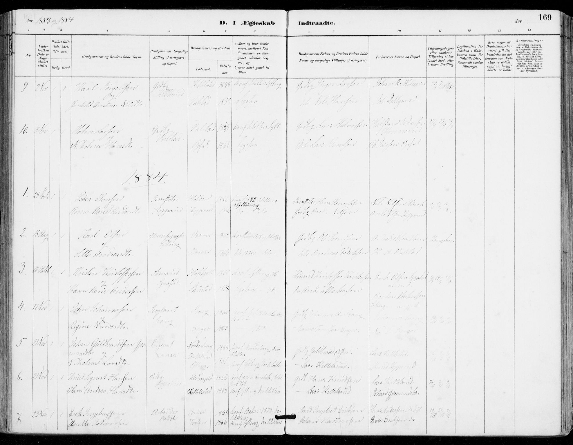 Sylling kirkebøker, SAKO/A-247/F/Fa/L0001: Parish register (official) no. 1, 1883-1910, p. 169