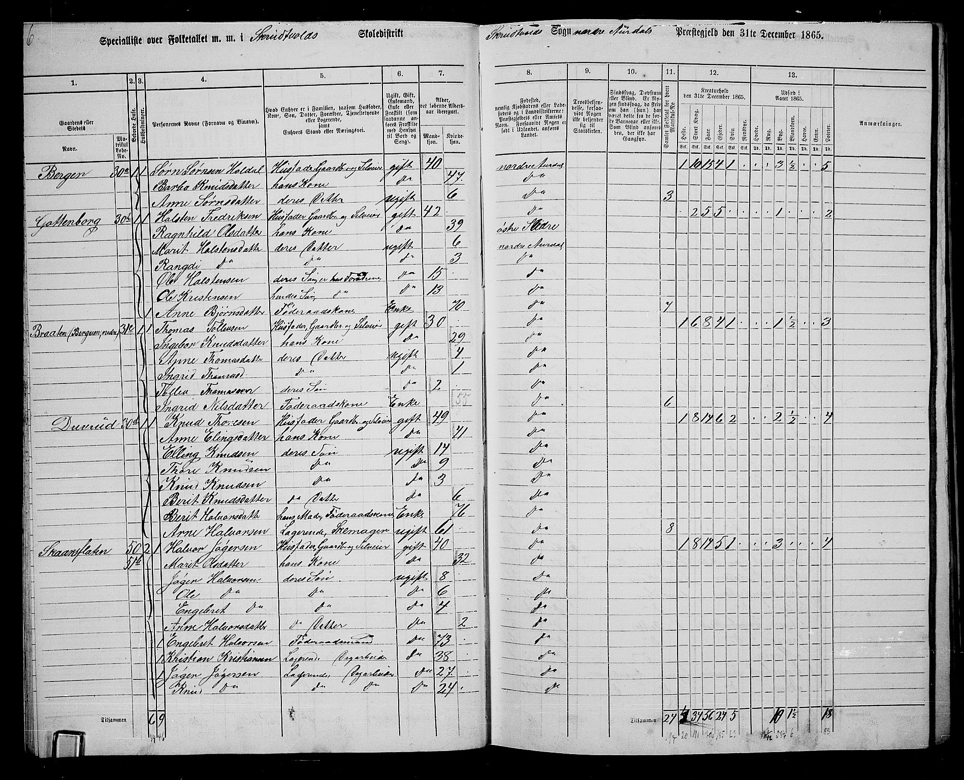 RA, 1865 census for Nord-Aurdal, 1865, p. 31