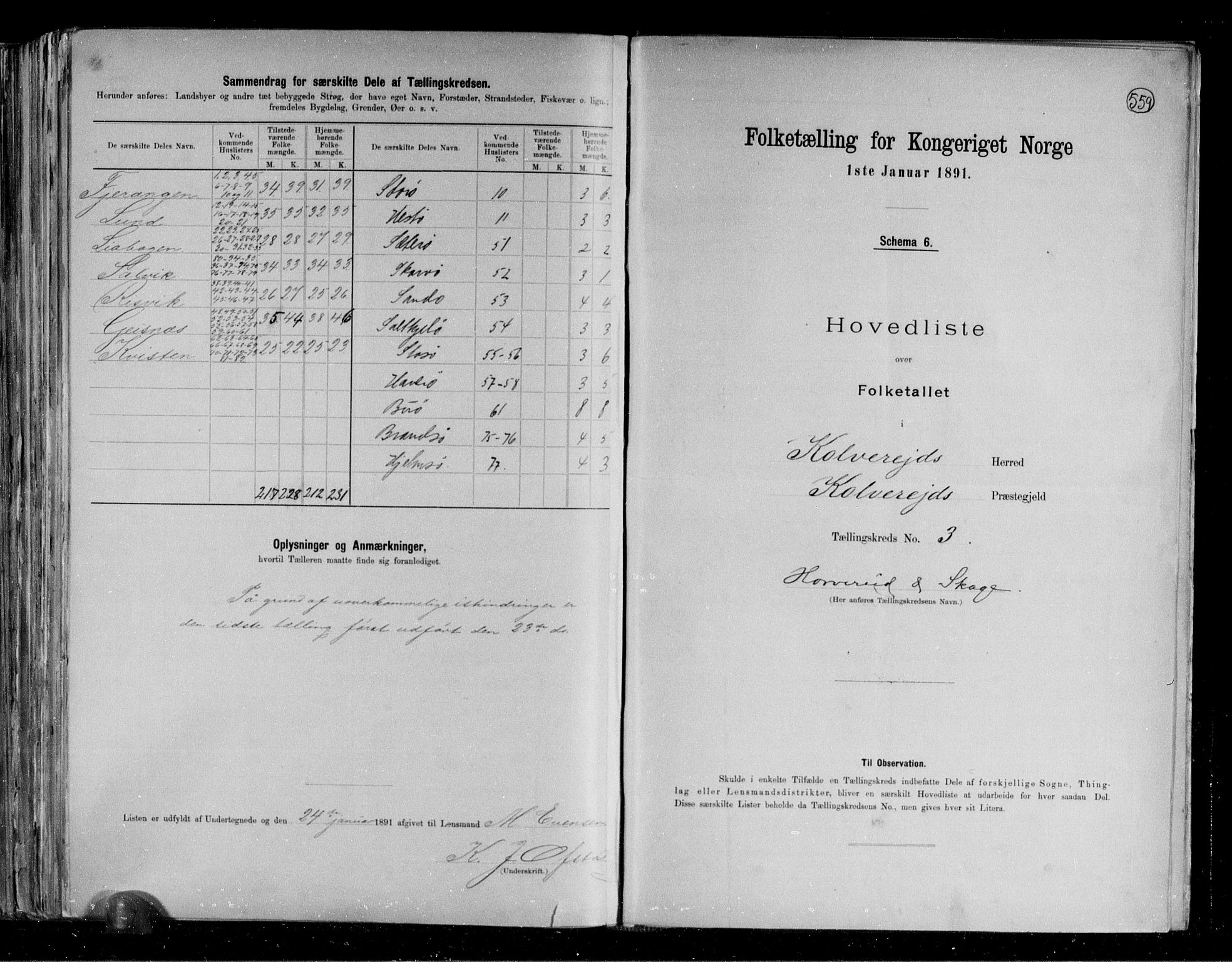 RA, 1891 census for 1752 Kolvereid, 1891, p. 9