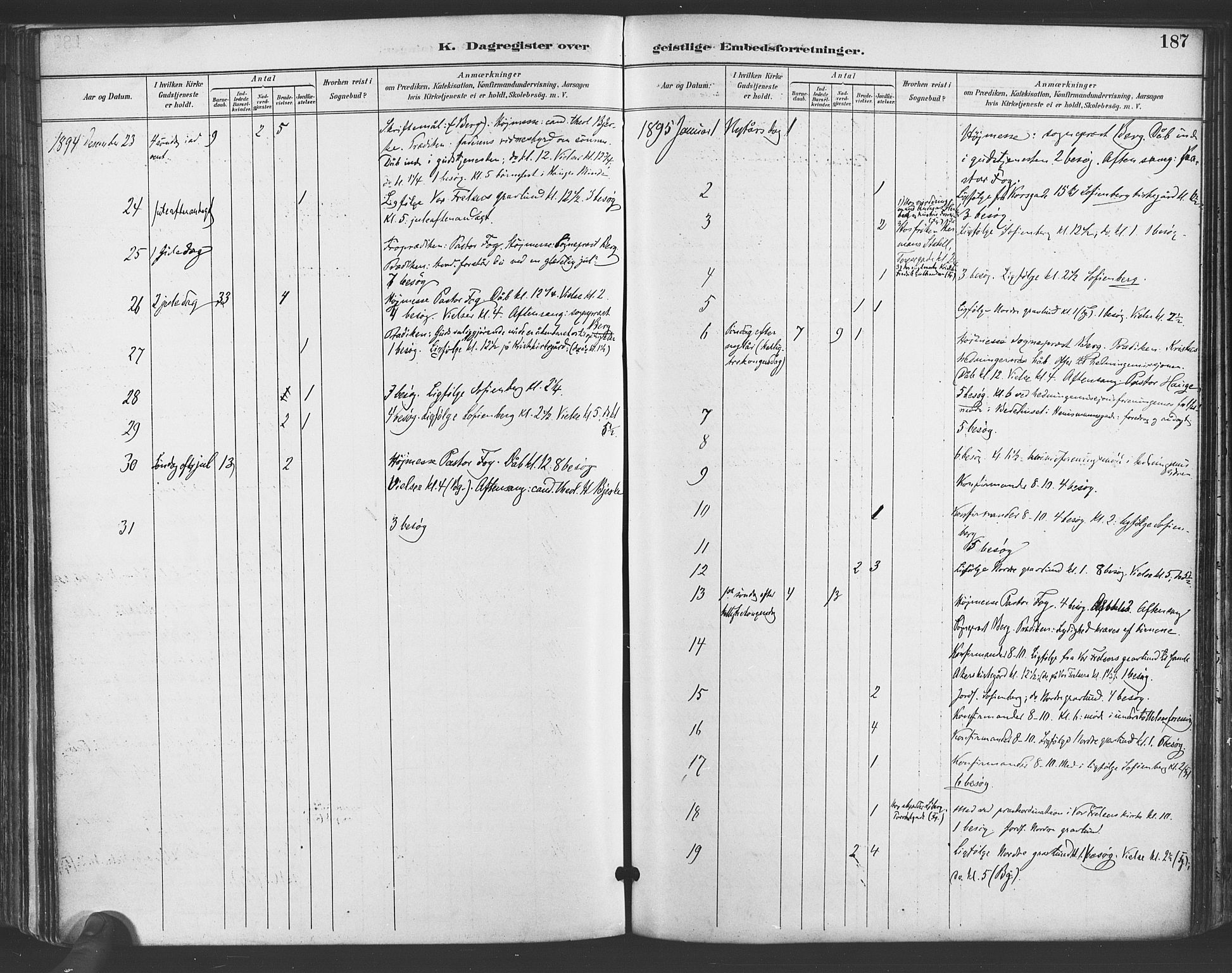 Paulus prestekontor Kirkebøker, SAO/A-10871/F/Fa/L0009: Parish register (official) no. 9, 1891-1901, p. 187