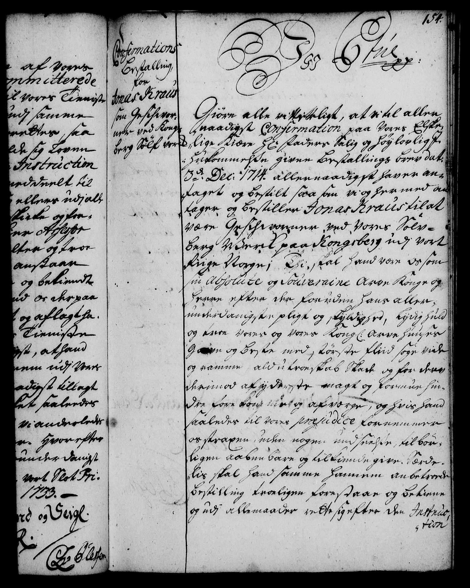 Rentekammeret, Kammerkanselliet, RA/EA-3111/G/Gg/Gge/L0002: Norsk bestallingsprotokoll med register (merket RK 53.26), 1730-1744, p. 154